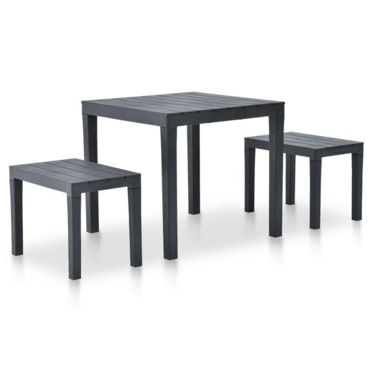VIDAXL Table de jardin avec 2 bancs Plastique Anthracite