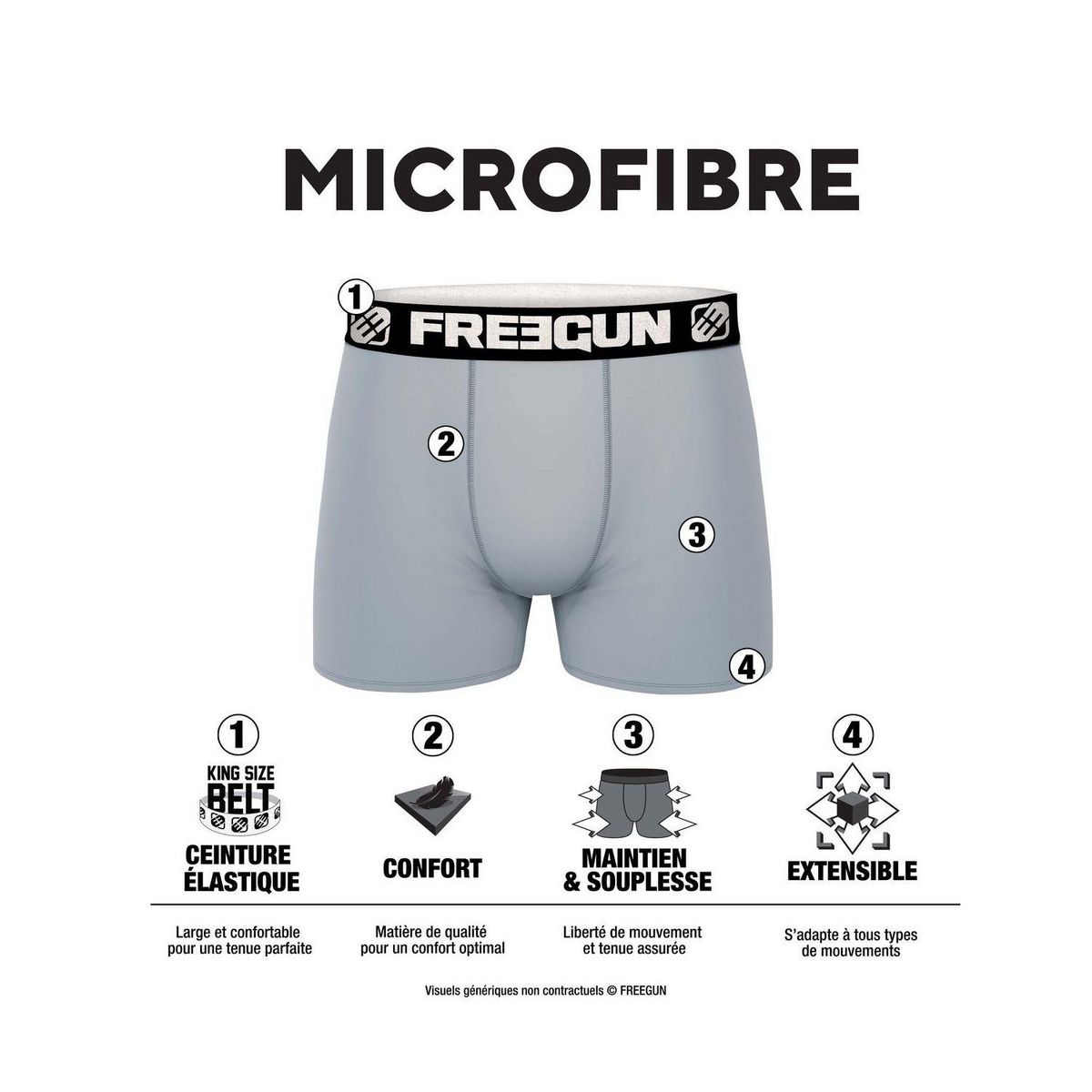 FREEGUN Lot de 4 boxers homme Rock Da Summer