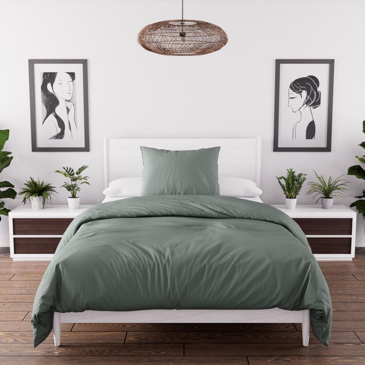 SOLEIL D'OCRE Ensemble couette et parure 5 Pièces BOHEME pour lit en 90x190 cm, par Soleil d'ocre