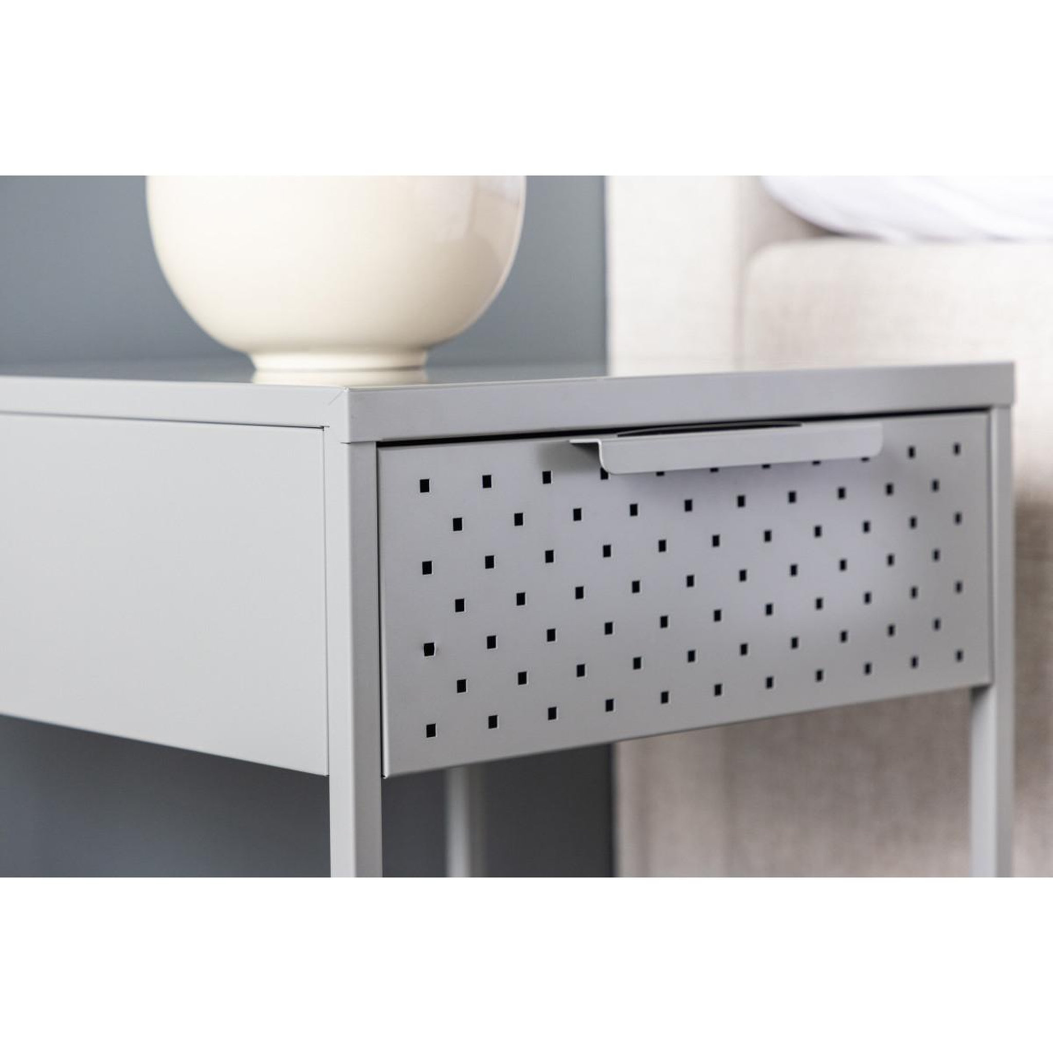Voir la diapositive 6 : Paris Prix Table de chevet en métal  sacramento  52cm gris clair