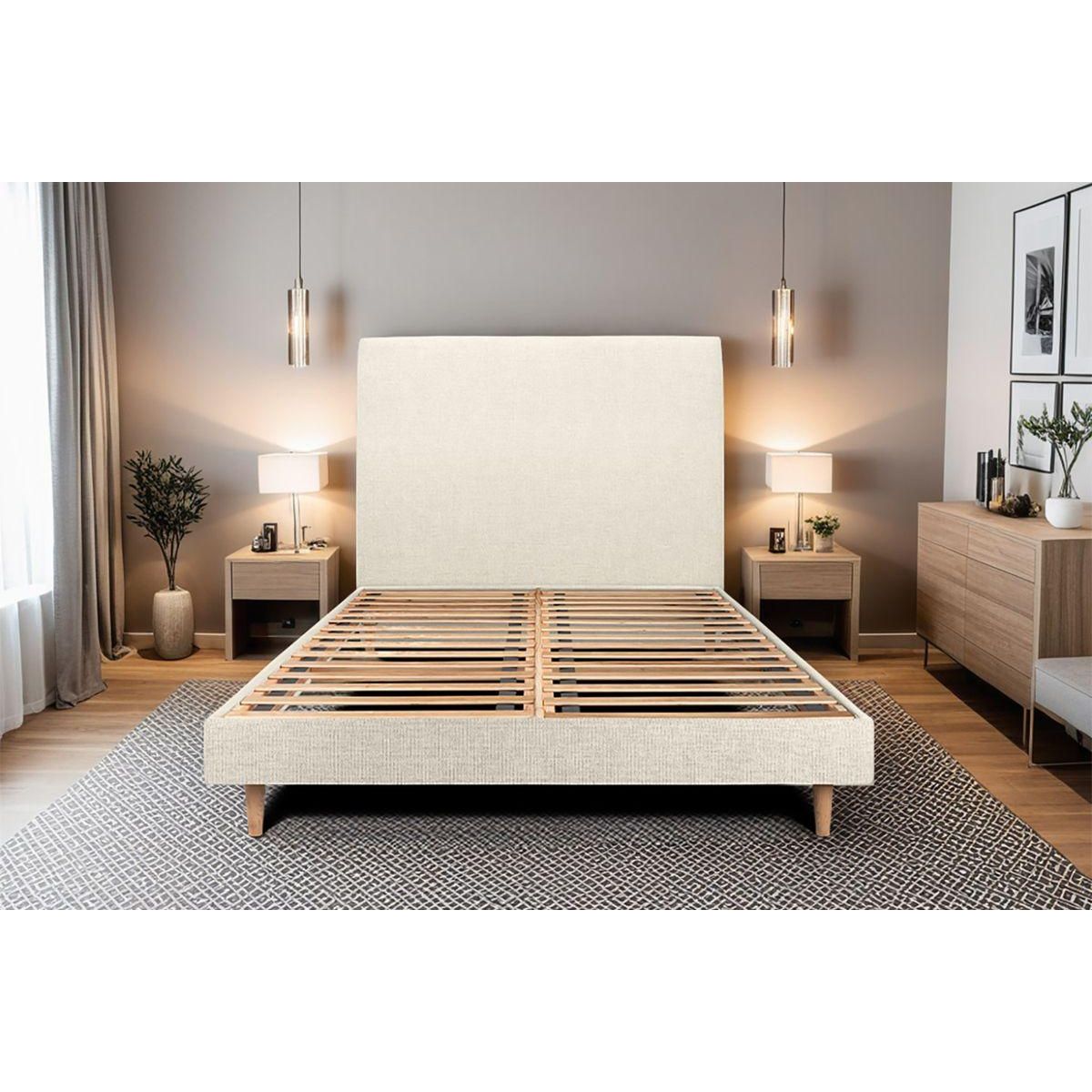 Sommeil de Plomb Lit avec tête de lit tapissier tissu et sommier kit - Hauteur totale : 29cm