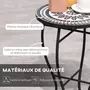 OUTSUNNY Table ronde style fer forgé bistro plateau mosaïque céramique métal époxy anticorrosion noir blanc
