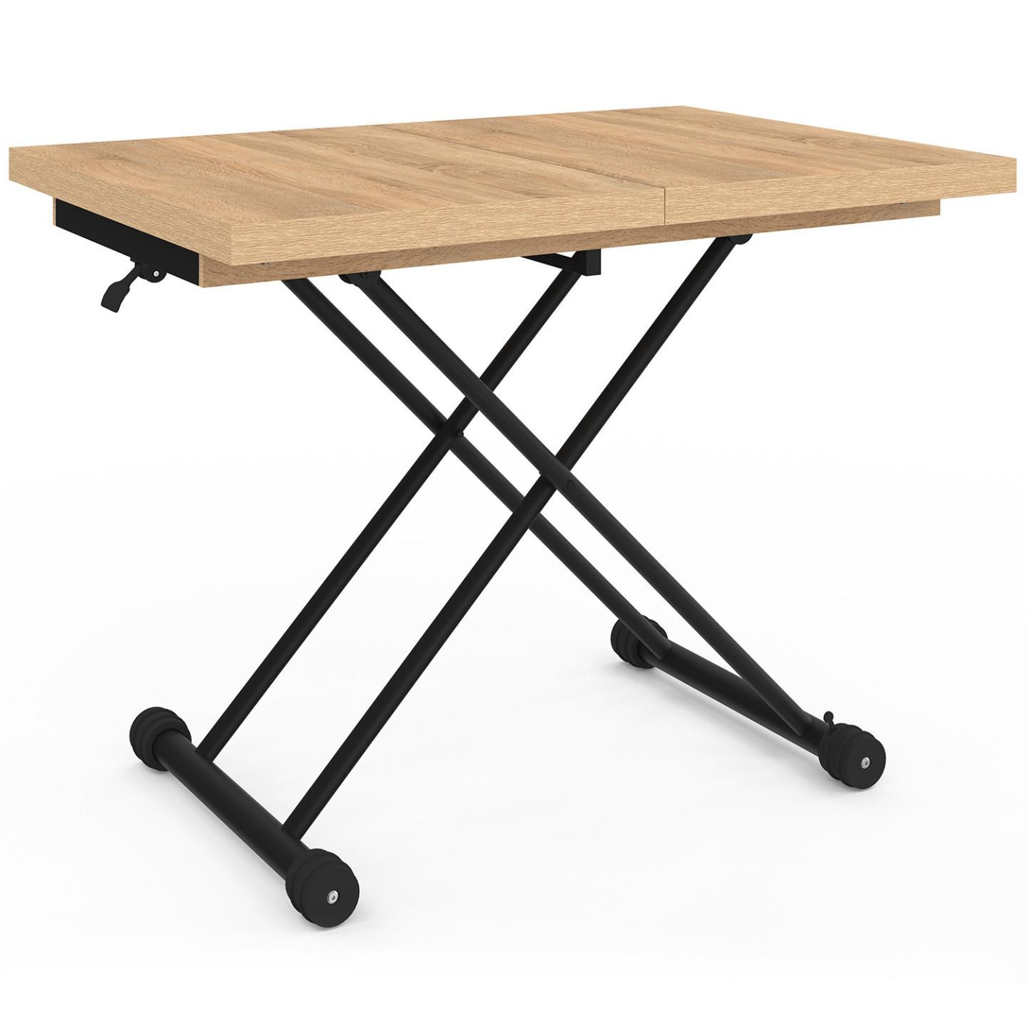 Voir la diapositive 6 : ID MARKET Table basse extensible relevable en table à manger rectangulaire altura 100-160 cm bois et noir design industriel