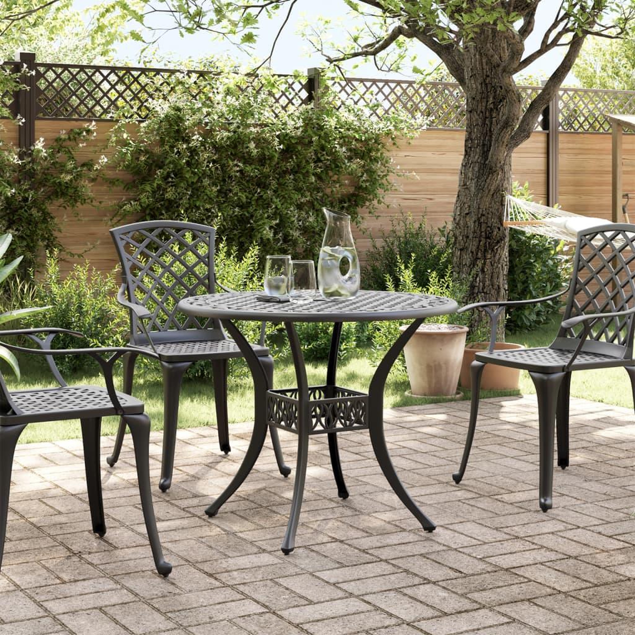 Voir la diapositive 3 : VIDAXL Table de jardin noir Ø90x75 cm aluminium coule