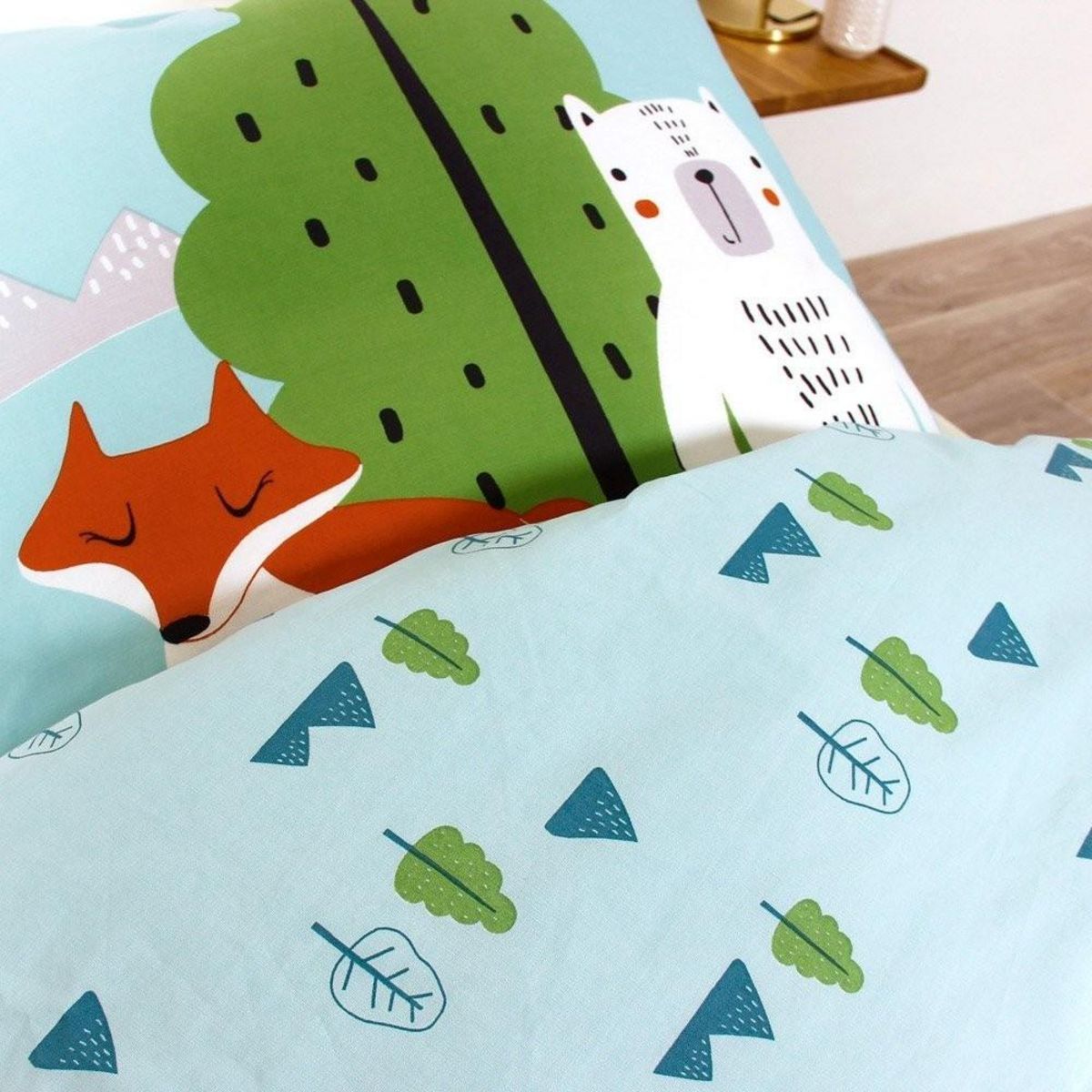 COTE DECO Housse de couette 140x200 Save the planet + taie 100% coton bio 57 fils