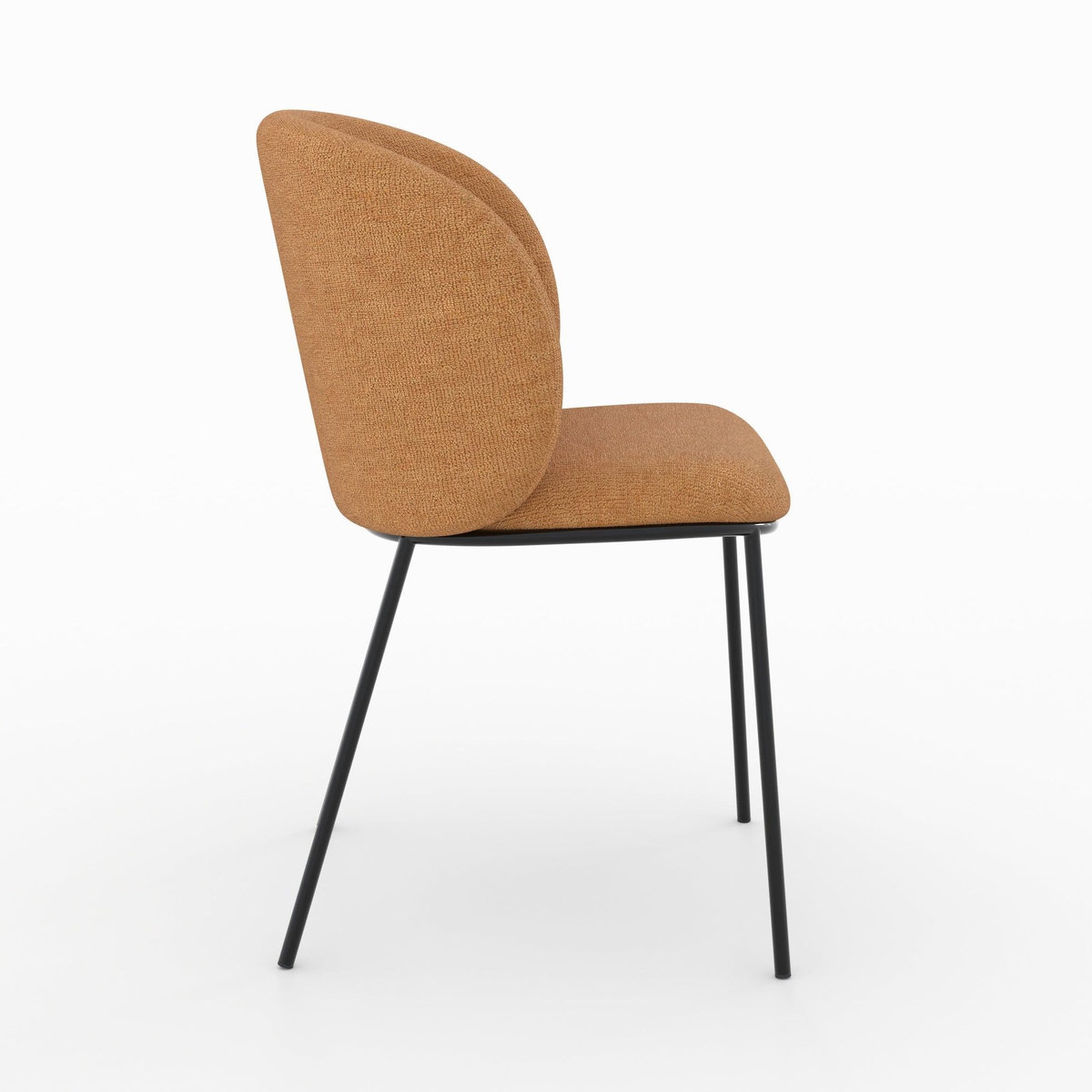 Rendez vous déco Lot de 2 chaises en tissu jaune moutarde, pieds métal noir-Bulle