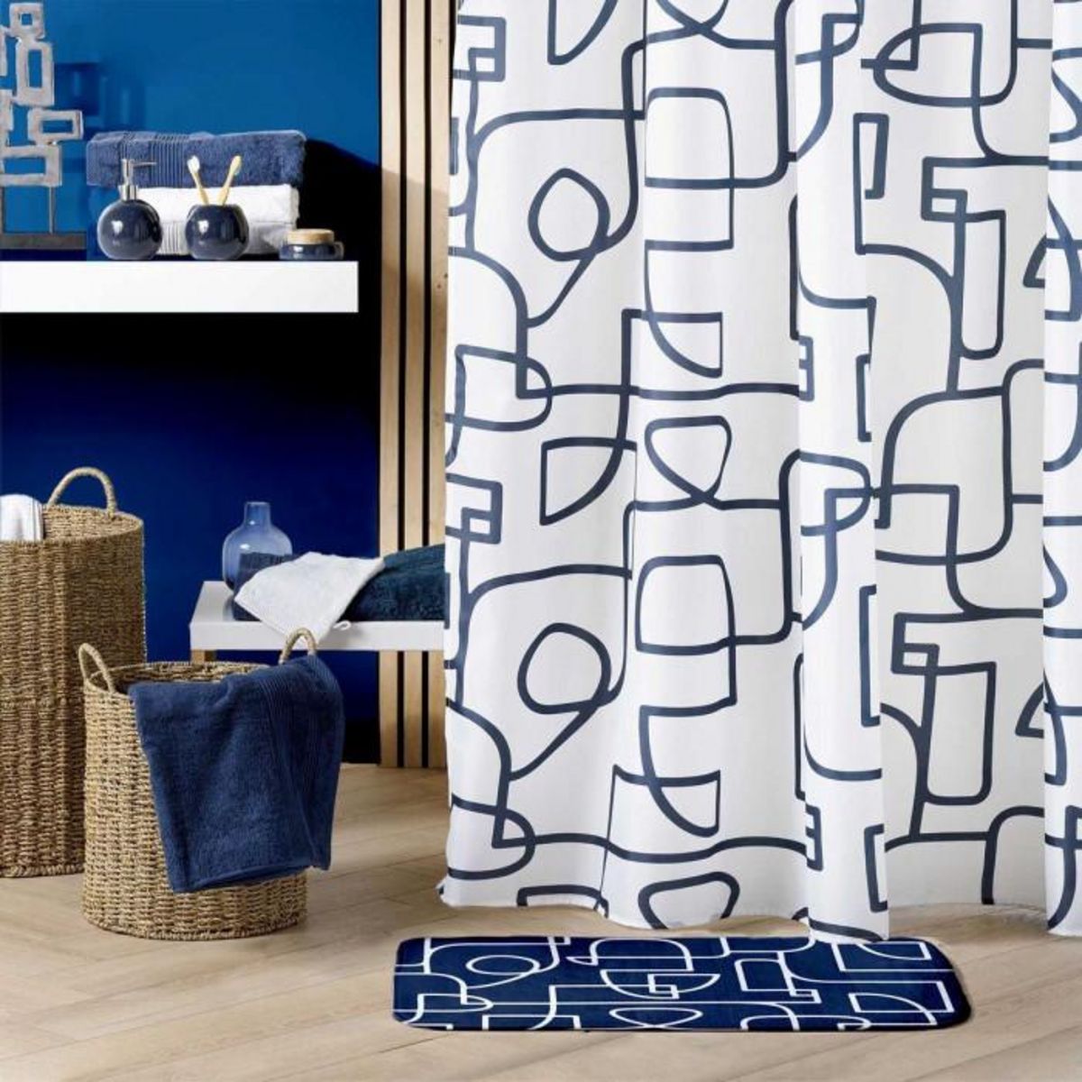 Paris Prix Rideau de Douche  Labyrinthe  180x200cm Blanc