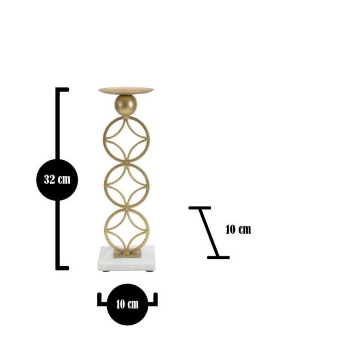 Paris Prix Bougeoir Design en Métal  Étoiles  32cm Or