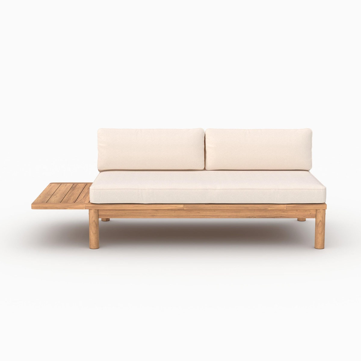 Rendez vous déco Canapé de jardin en teck massif et coussin blanc 2 places-Nadila