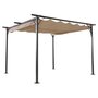 Voir la diapositive 1 : OUTSUNNY Pergola rétractable 3,5L x 3,5l x 2,30H m structure métal époxy anticorrosion noire + toile polyester haute densité 180 g/m² incluse beige