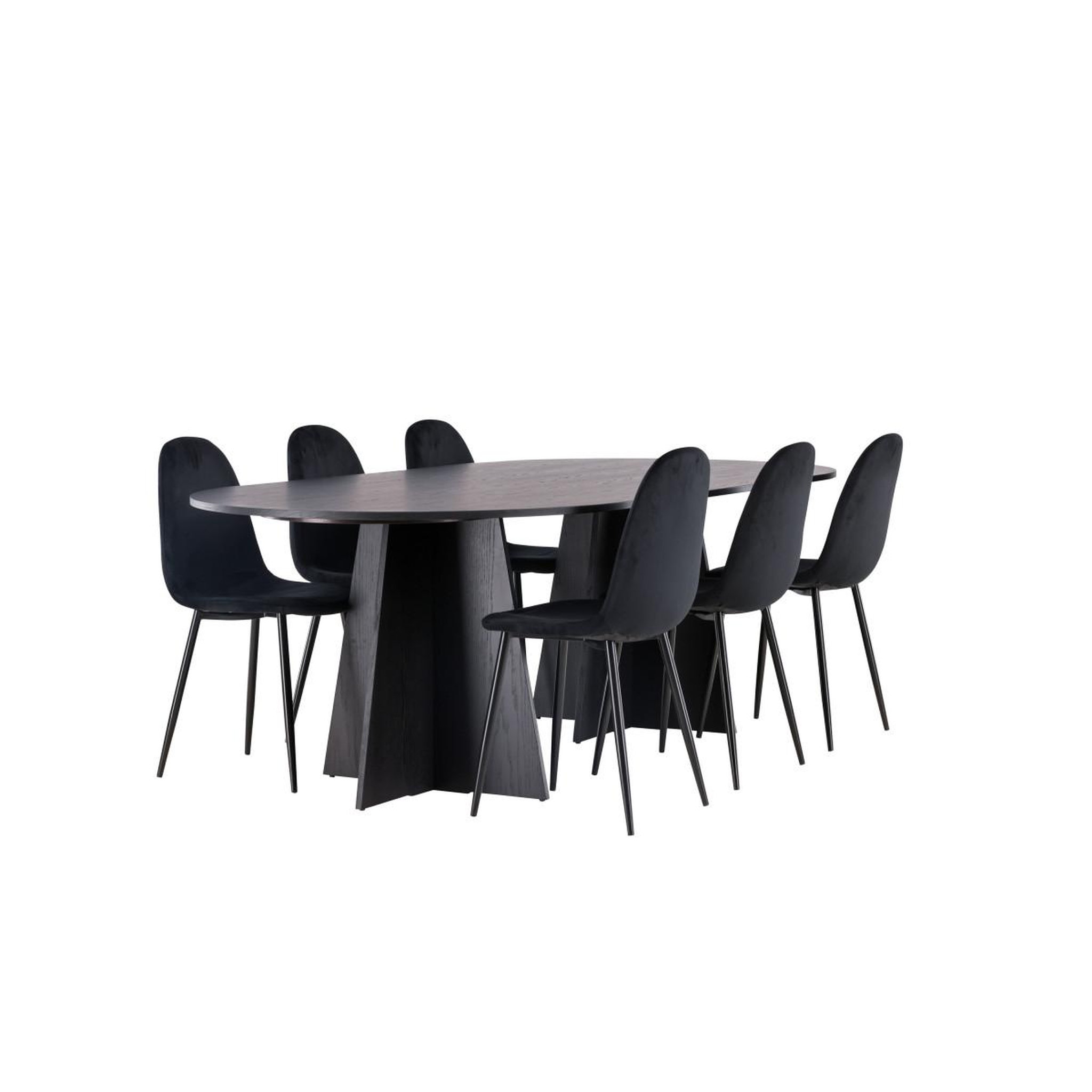 Voir la diapositive 6 : Paris Prix Ensemble table à manger & 6 chaises  bootcut & polar  230cm noir