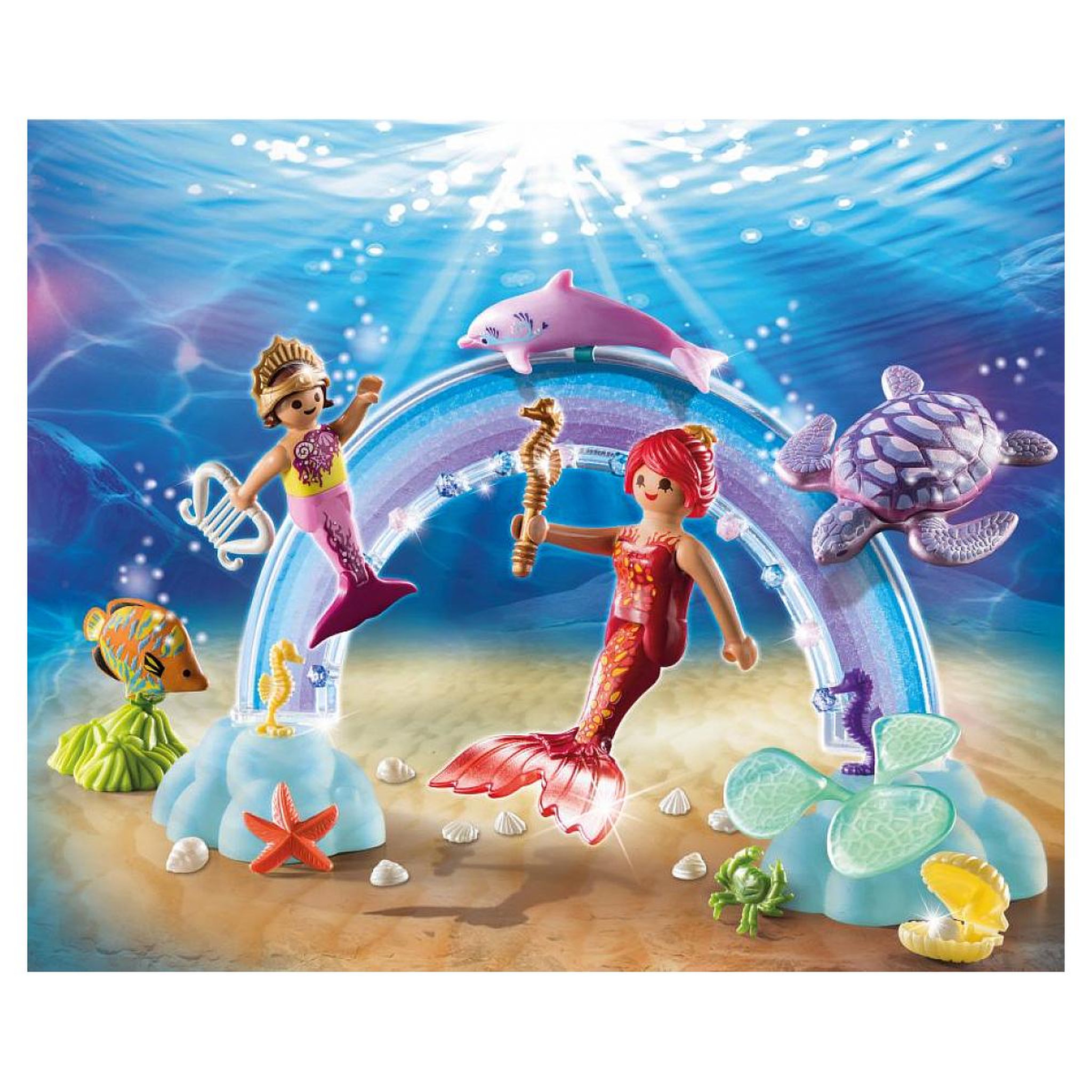 Voir la diapositive 3 : PLAYMOBIL Pack de Démarrage Sirènes et Arc-en-Ciel avec Personnages et Animaux Marins