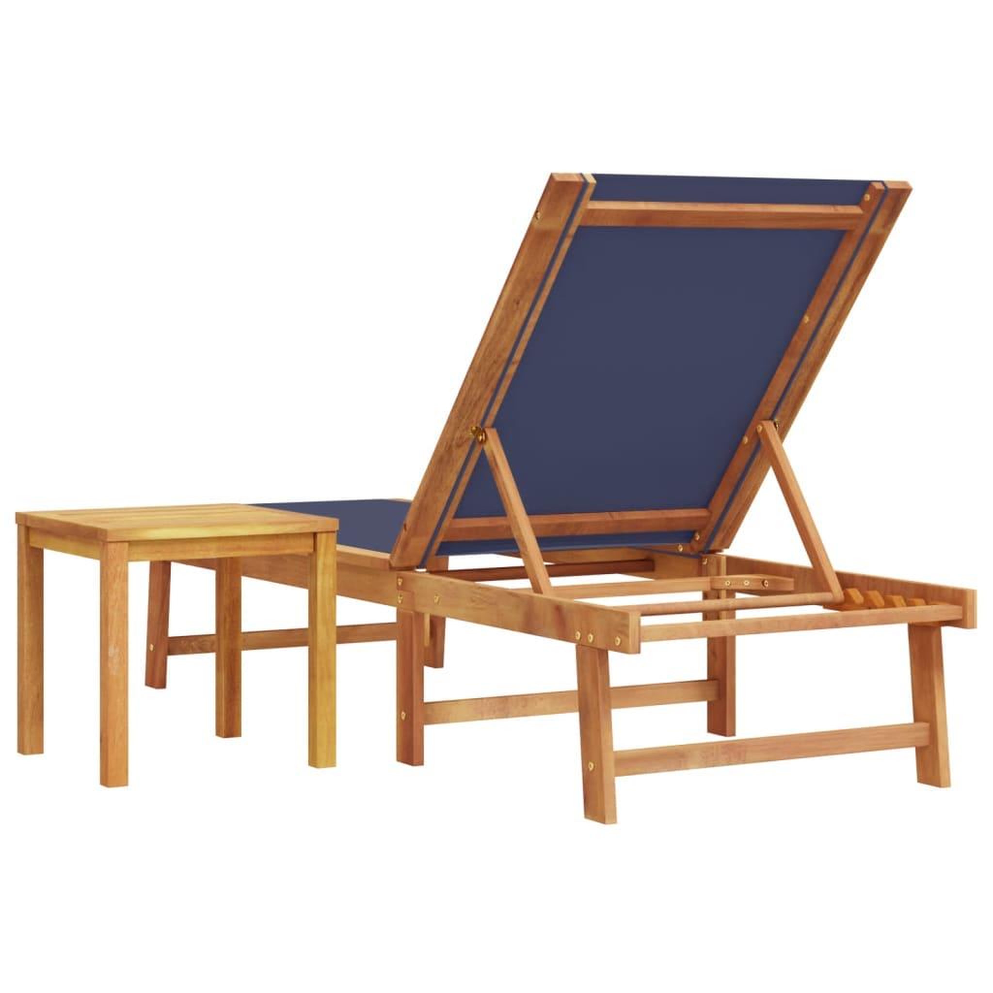 Voir la diapositive 5 : VIDAXL Chaise longue et table bleu bois d'acacia solide et textilene