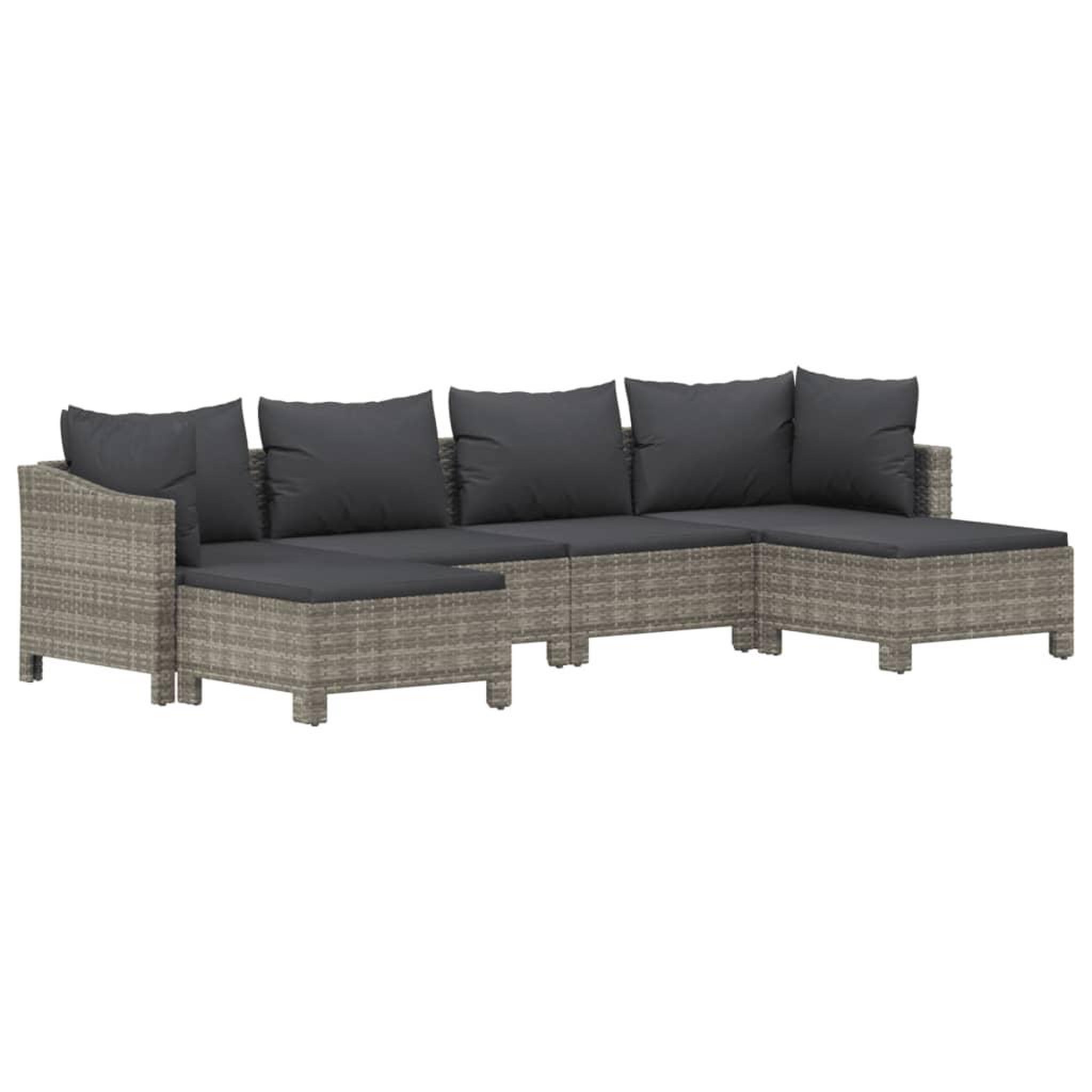 Voir la diapositive 3 : VIDAXL Salon de jardin 6 pcs avec coussins gris resine tressee
