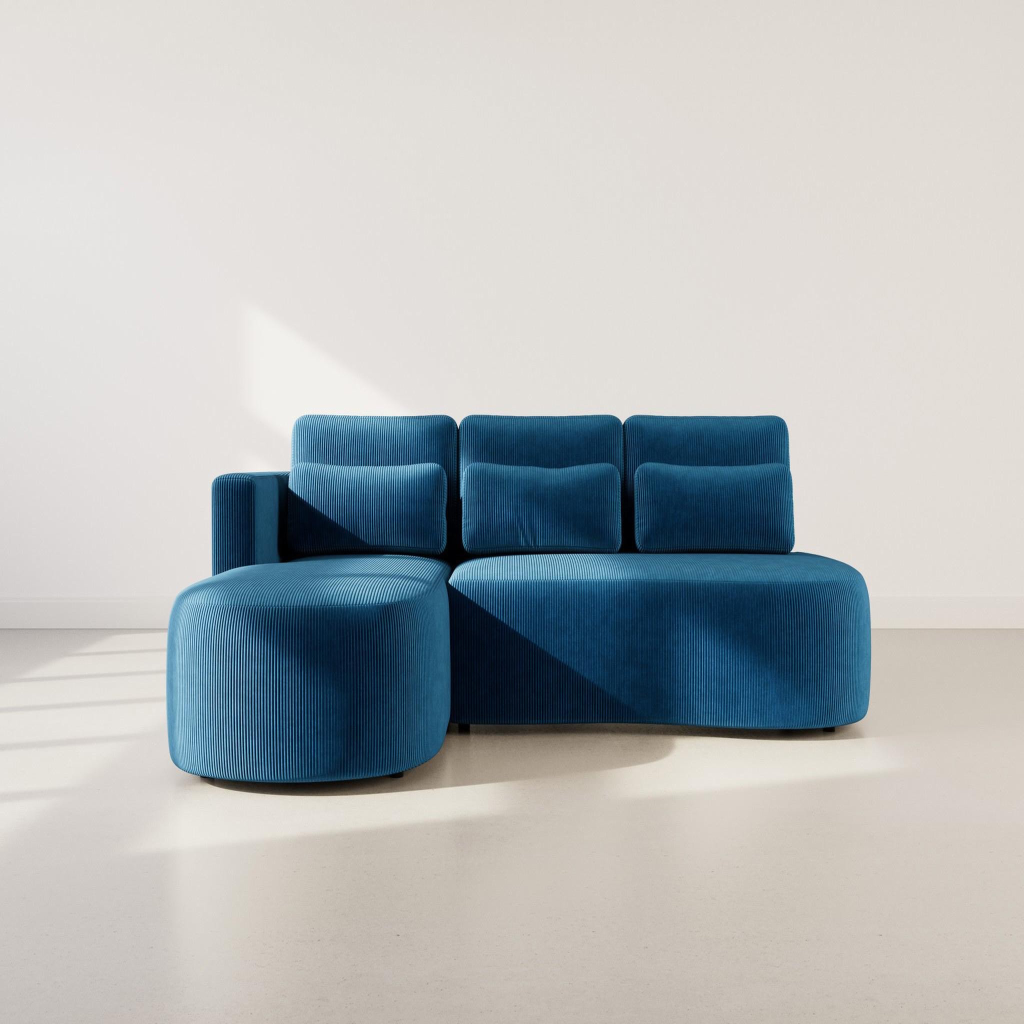Voir la diapositive 5 : BEST MOBILIER Mahina - canapé d'angle gauche 4 places convertible avec coffre en velours côtelé