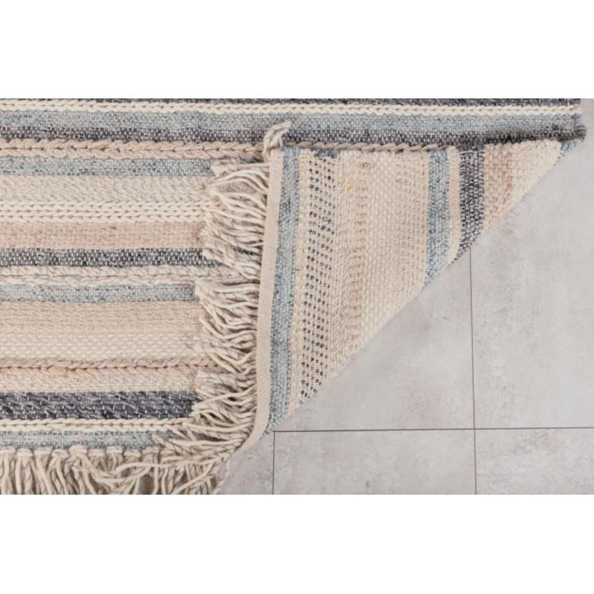 Paris Prix Tapis Déco en Laine  Gudha  170x240cm Beige & Bleu