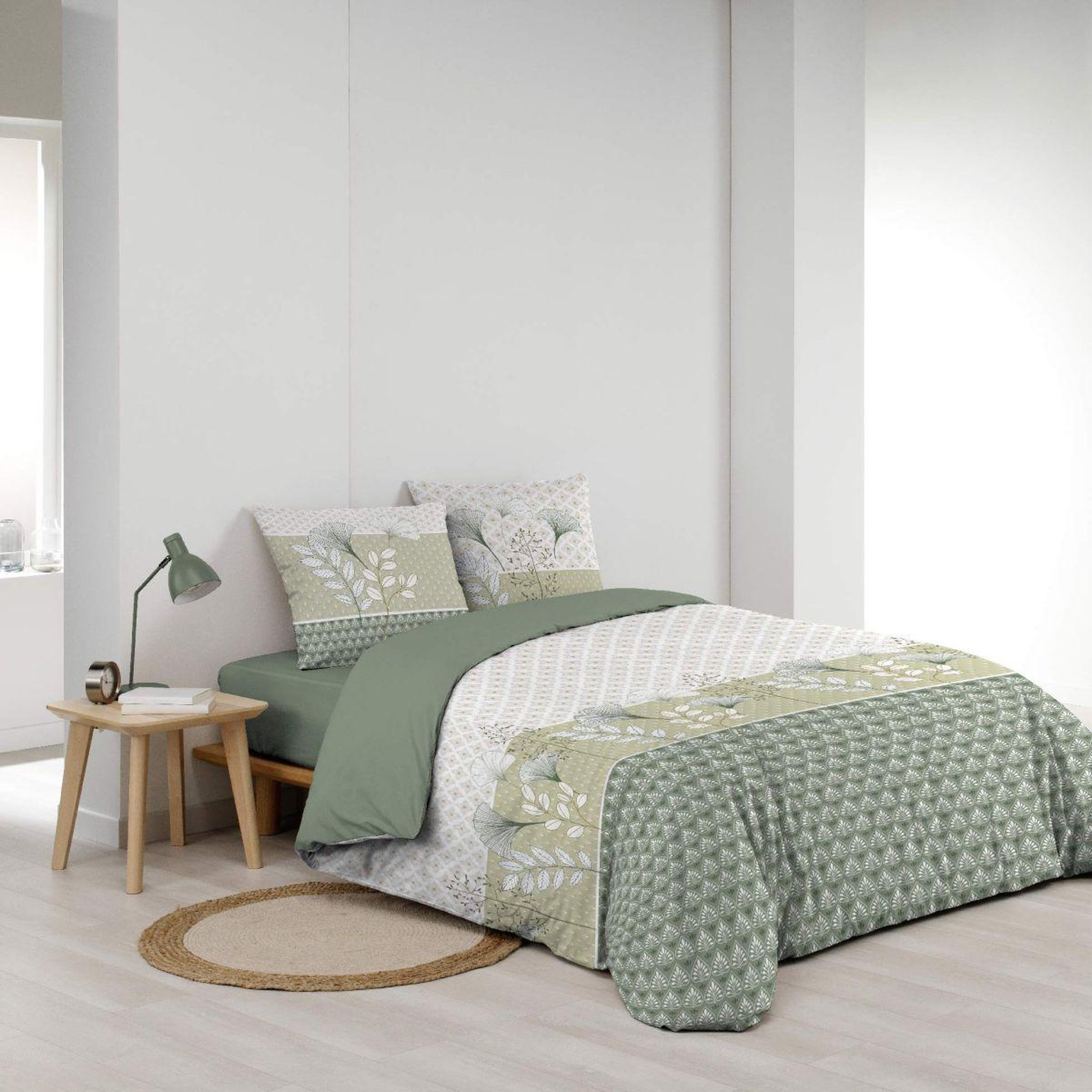 Voir la diapositive 2 : Douceur d'Intérieur Parure de lit 3 pièces  poetine  240x220cm vert