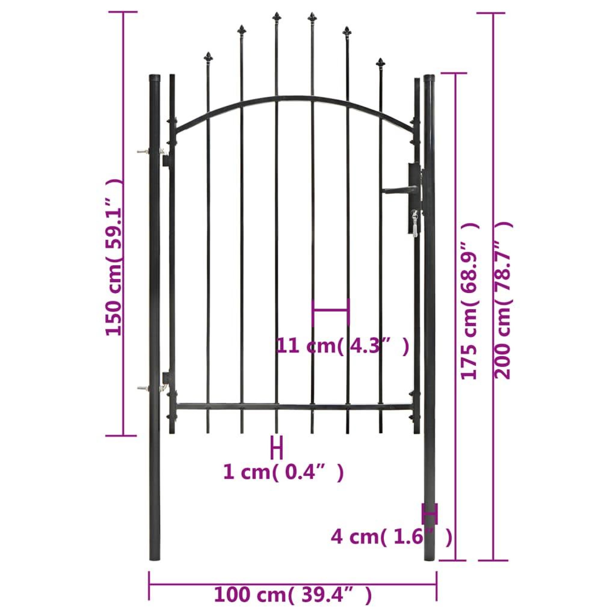 Voir la diapositive 5 : VIDAXL Portail de jardin Acier 1 x 2 m Noir