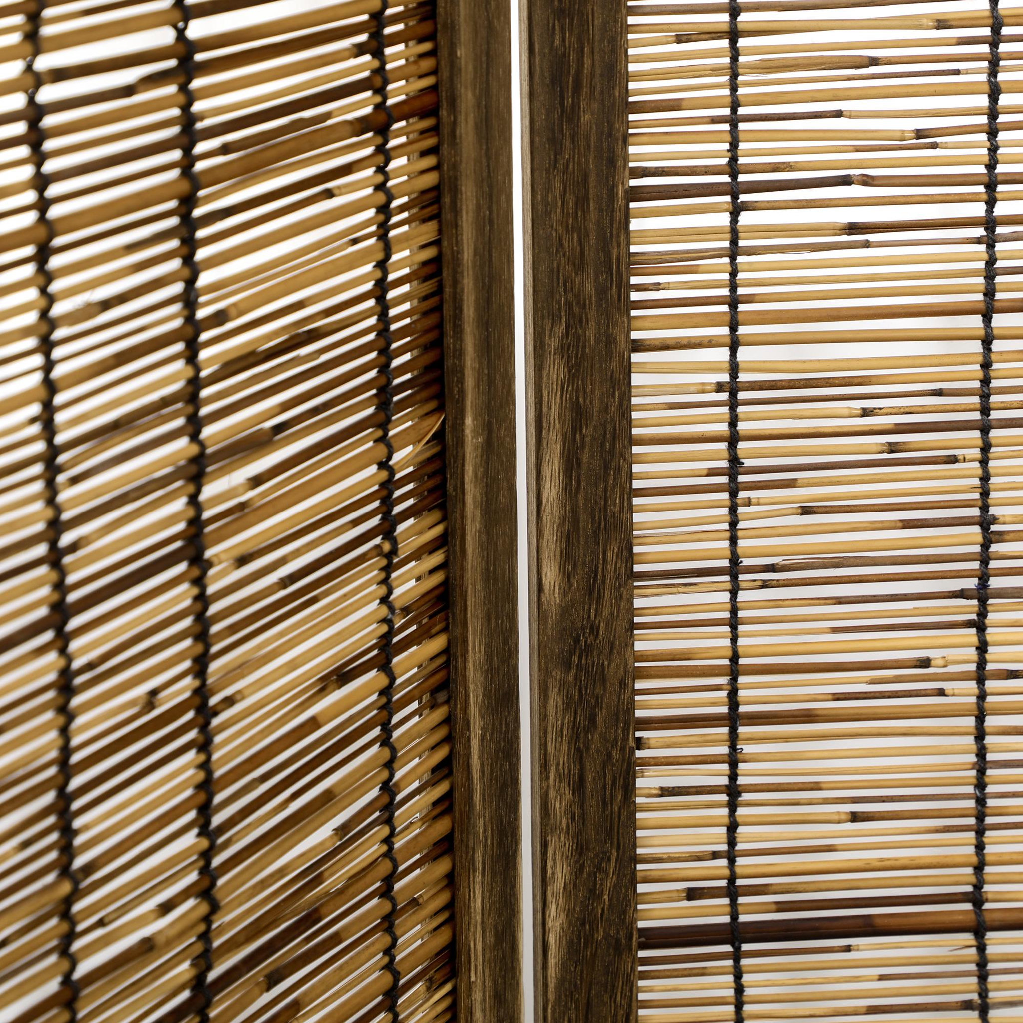 Voir la diapositive 5 : HOMCOM Paravent intérieur 4 panneaux pliables séparateur de pièce bois de paulownia roseau