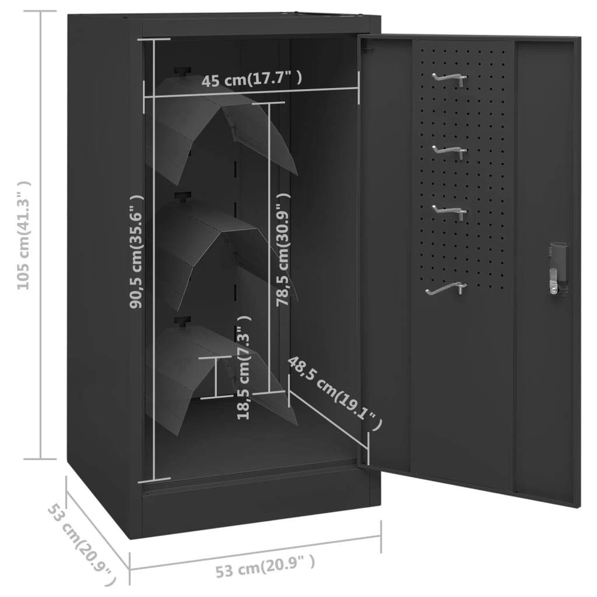 Voir la diapositive 6 : VIDAXL Armoire a selles Anthracite 53x53x105 cm Acier