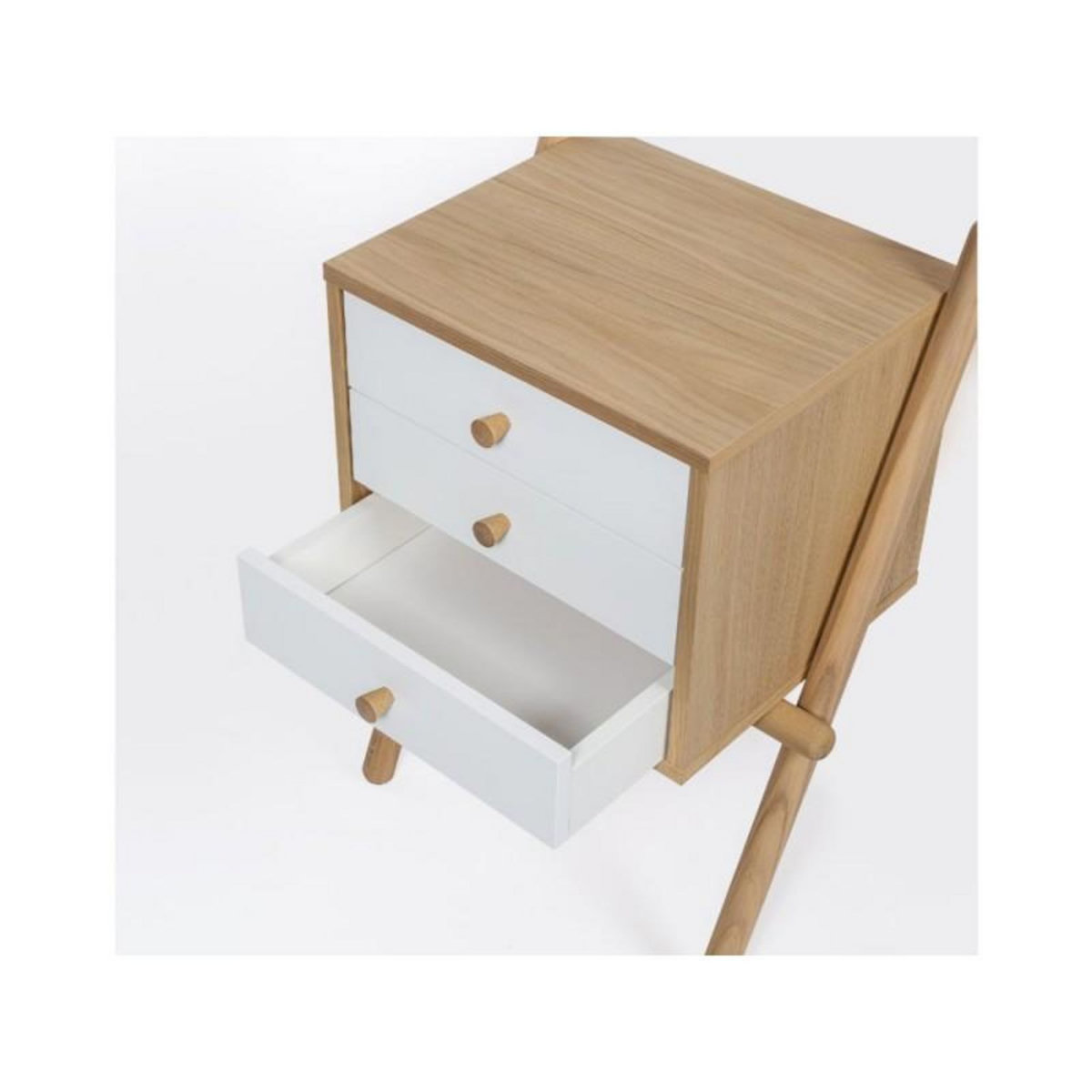 Paris Prix Table de Chevet Murale 3 Tiroirs  Wiru  70cm Chêne & Blanc