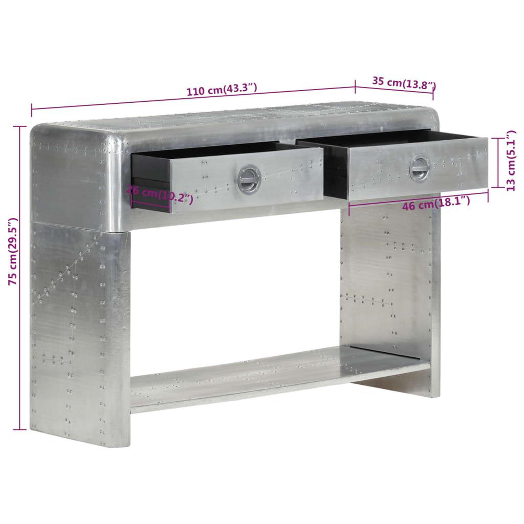 Voir la diapositive 6 : VIDAXL Buffet de style aviation 110x35x75 cm Metal