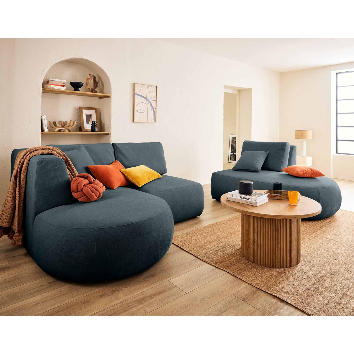 LISA DESIGN Santorini - canapé modulable d'angle gauche - 5 places - en tissu texturé