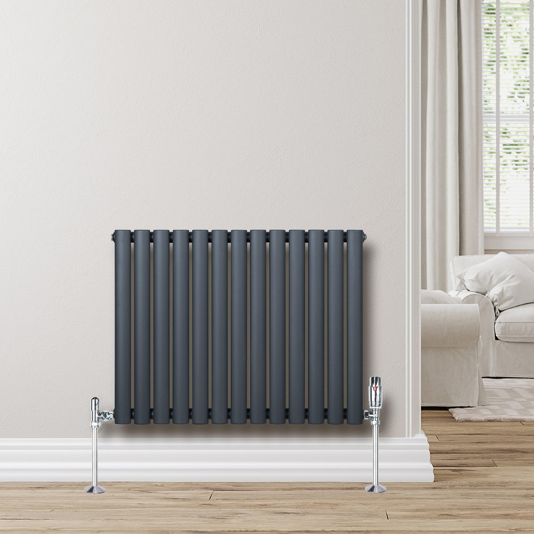 Voir la diapositive 4 : MONSTERSHOP Radiateur à colonnes ovales & vannes, 1 panneau - 600 x 780 mm