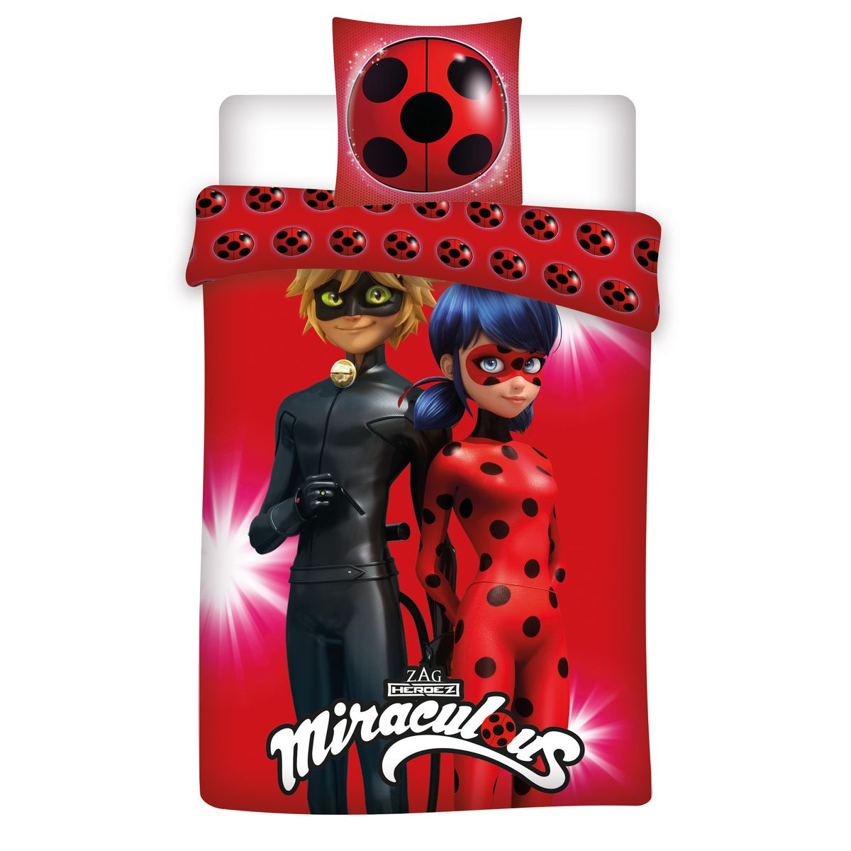 Miraculous Parure housse de couette enfant microfibre MIRACULOUS LADYBUG