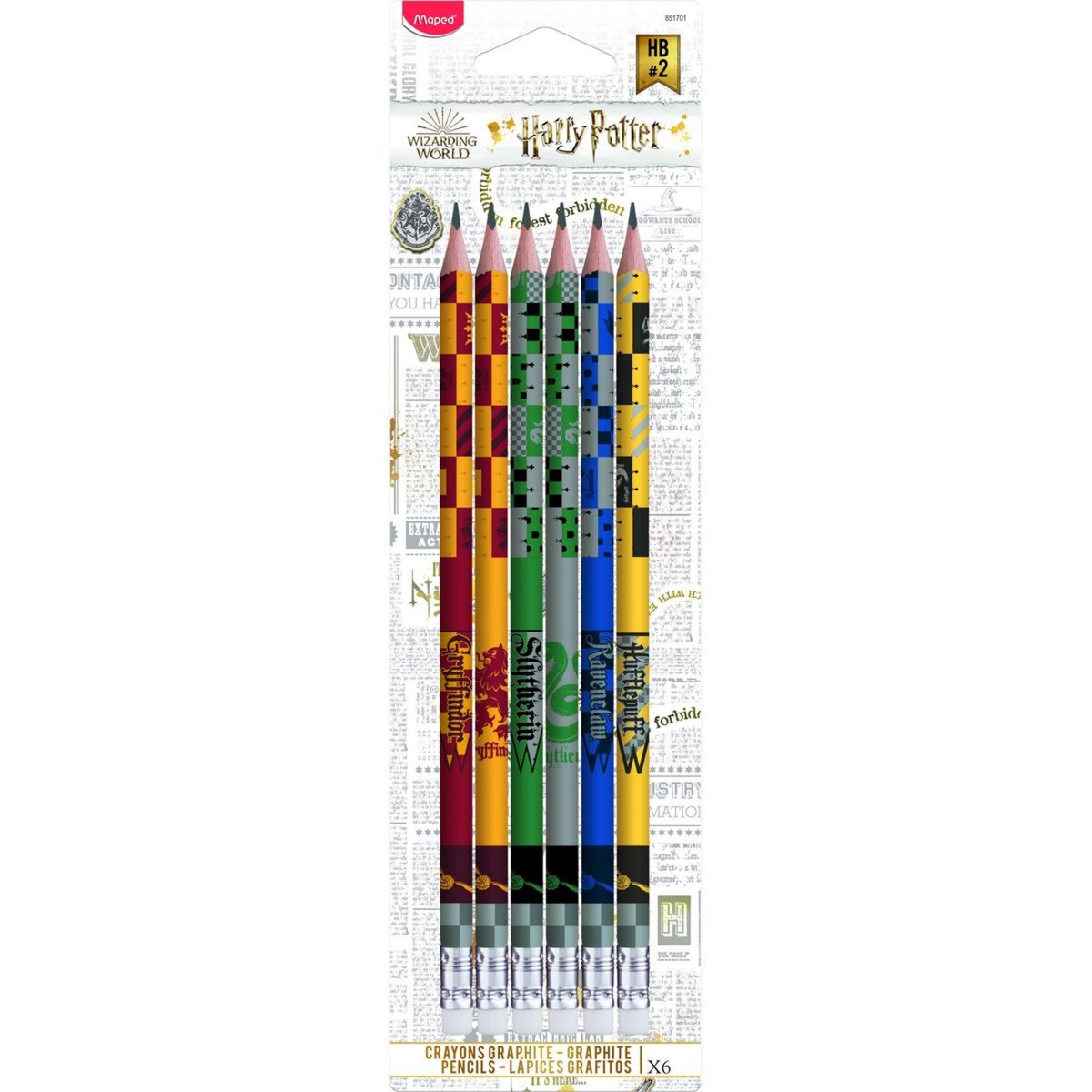 MAPED Lot de 6 crayons graphite HB HARRY POTTER embout gomme