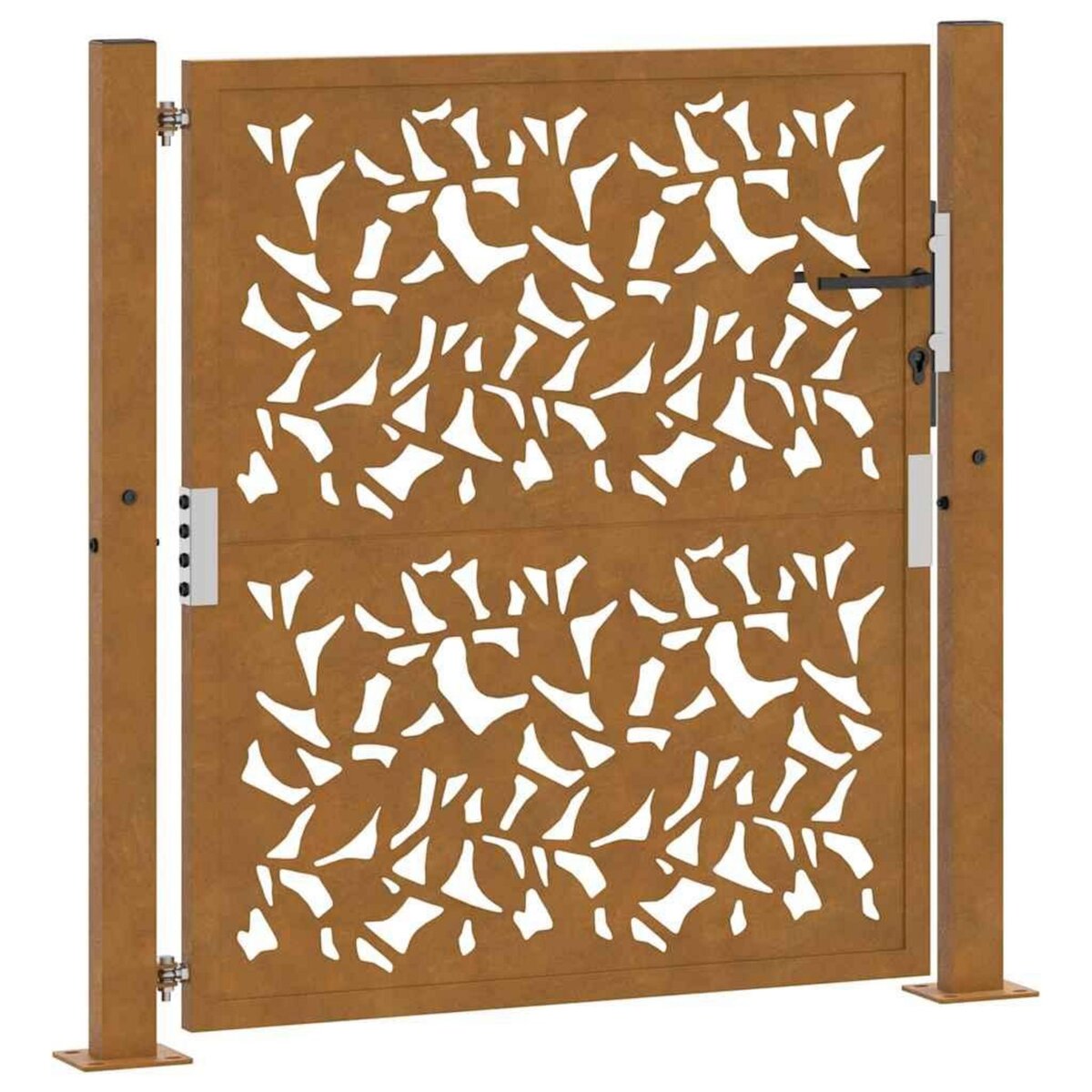 VIDAXL Porte de jardin acier resistant aux intemperies design feuilles