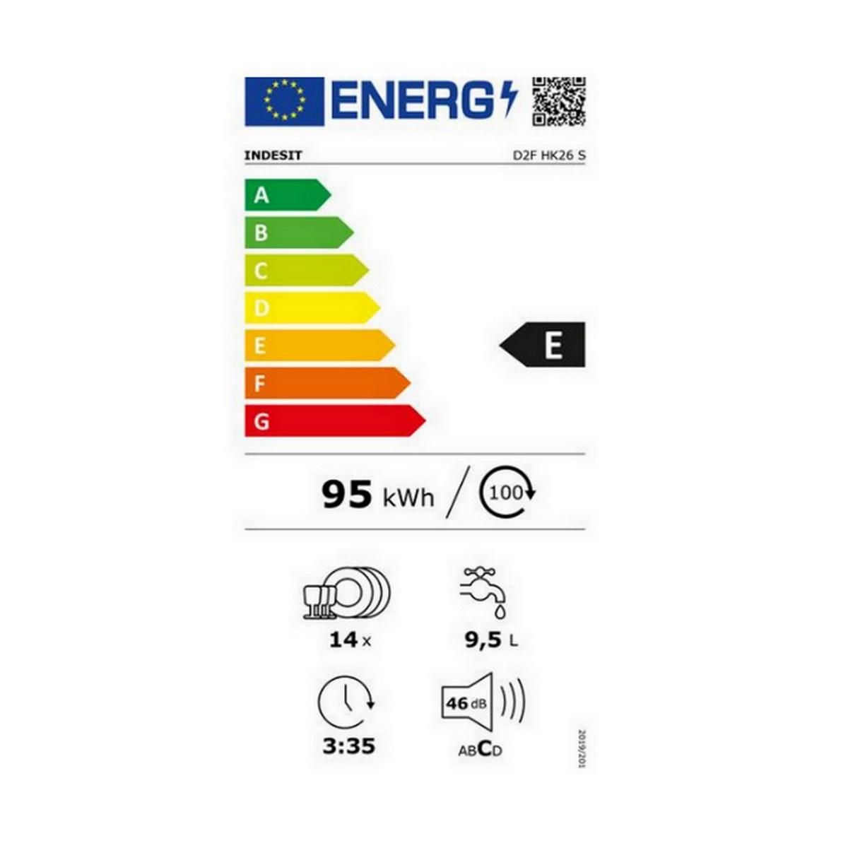Indesit Lave-vaisselle 60cm 14 couverts 46db gris - D2FHK26S