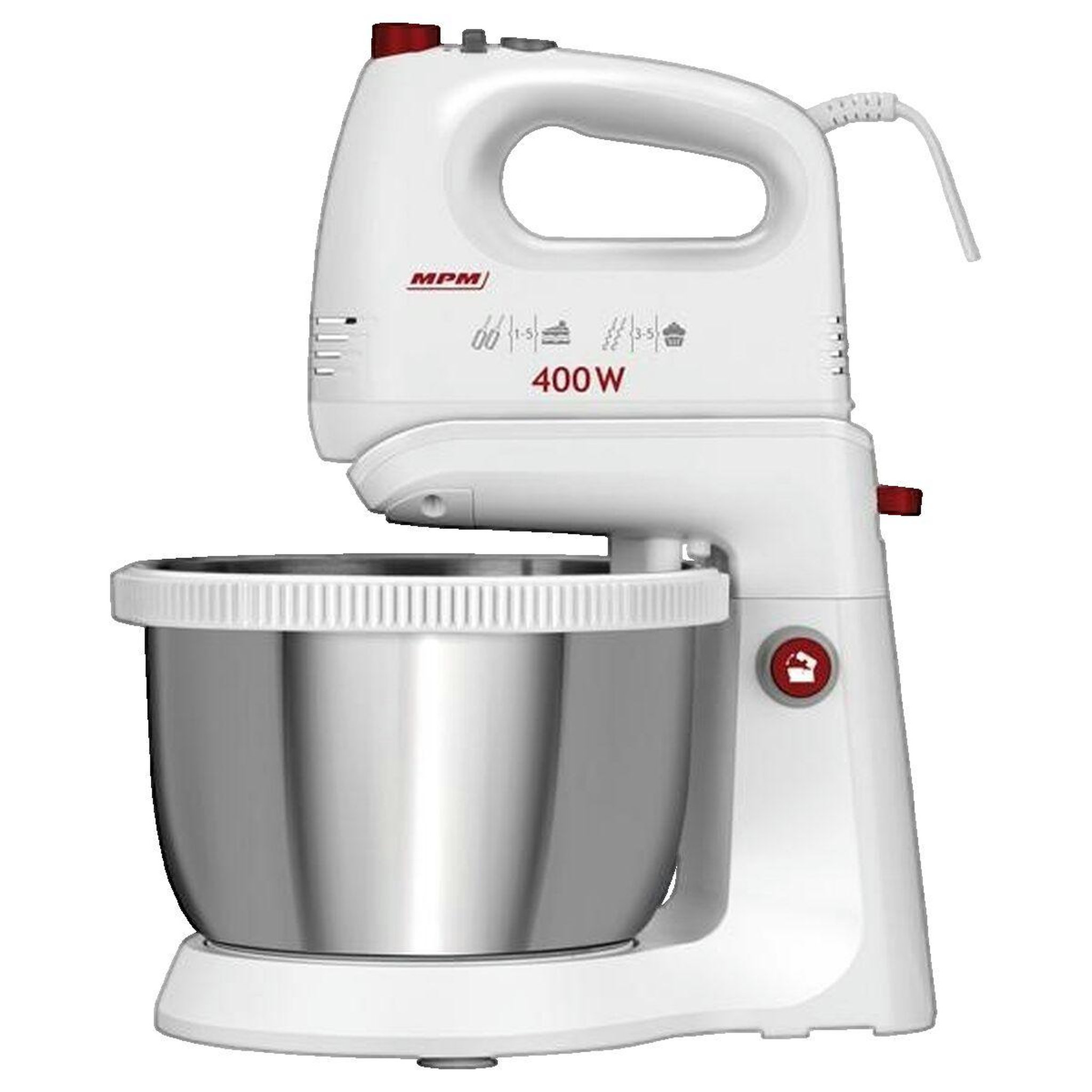 Voir la diapositive 2 : MPM Robot pâtissier MPM MMR-21Z bol 3,5 litres blanc