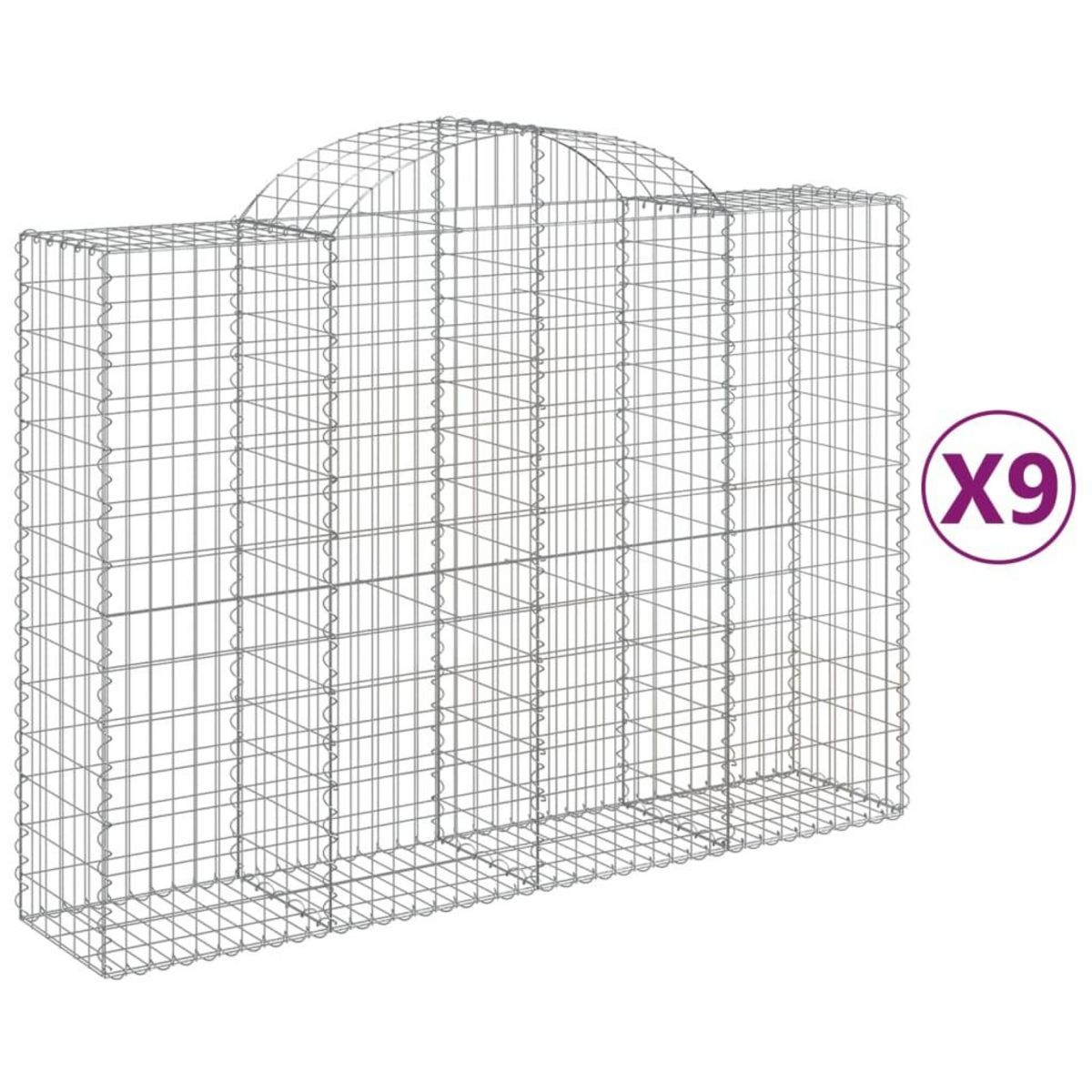 VIDAXL Paniers a gabions arques 9 pcs 200x50x140/160 cm Fer galvanise