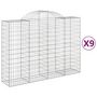 Voir la diapositive 2 : VIDAXL Paniers a gabions arques 9 pcs 200x50x140/160 cm Fer galvanise