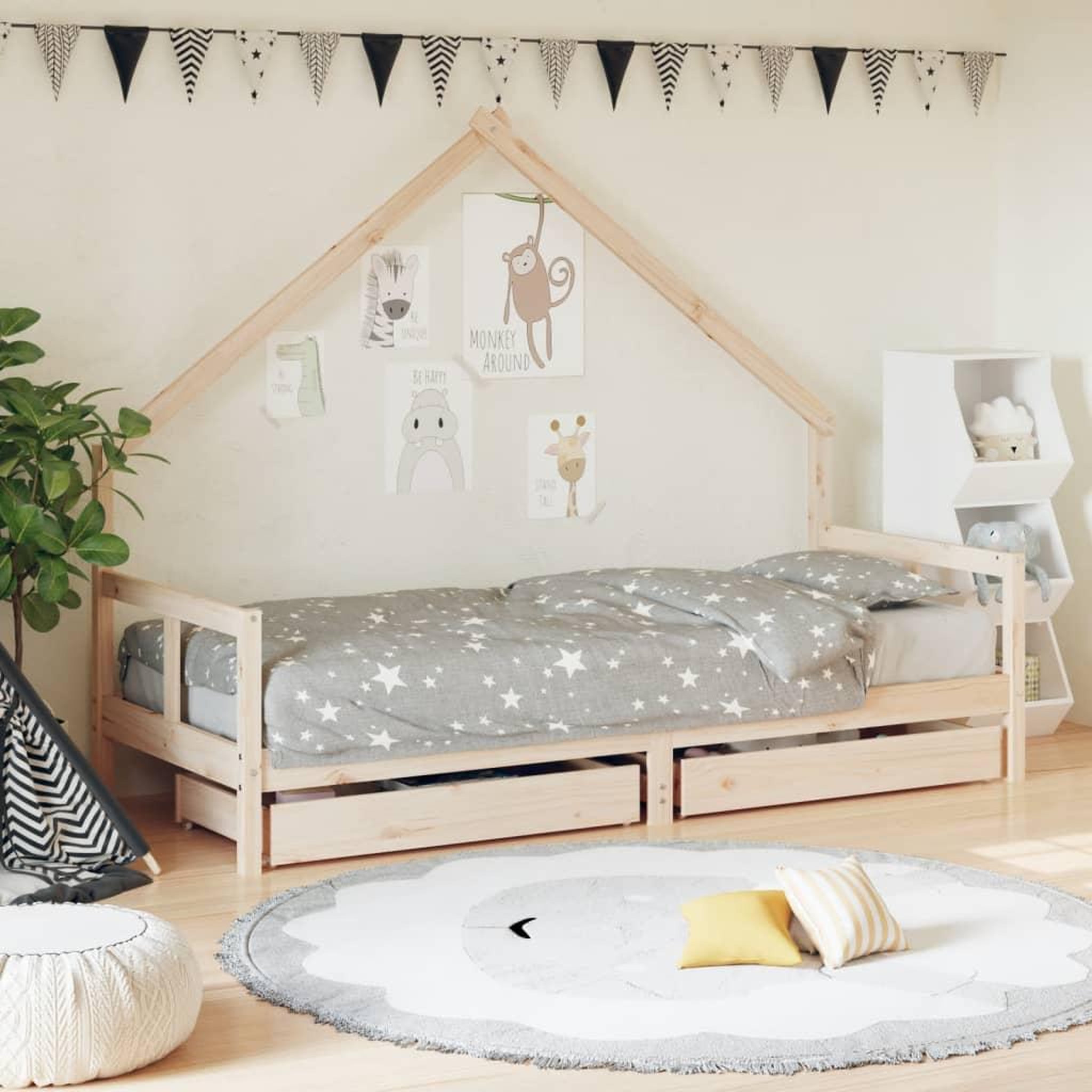 VIDAXL Cadre de lit pour enfants gris 80x200 cm bois de pin massif