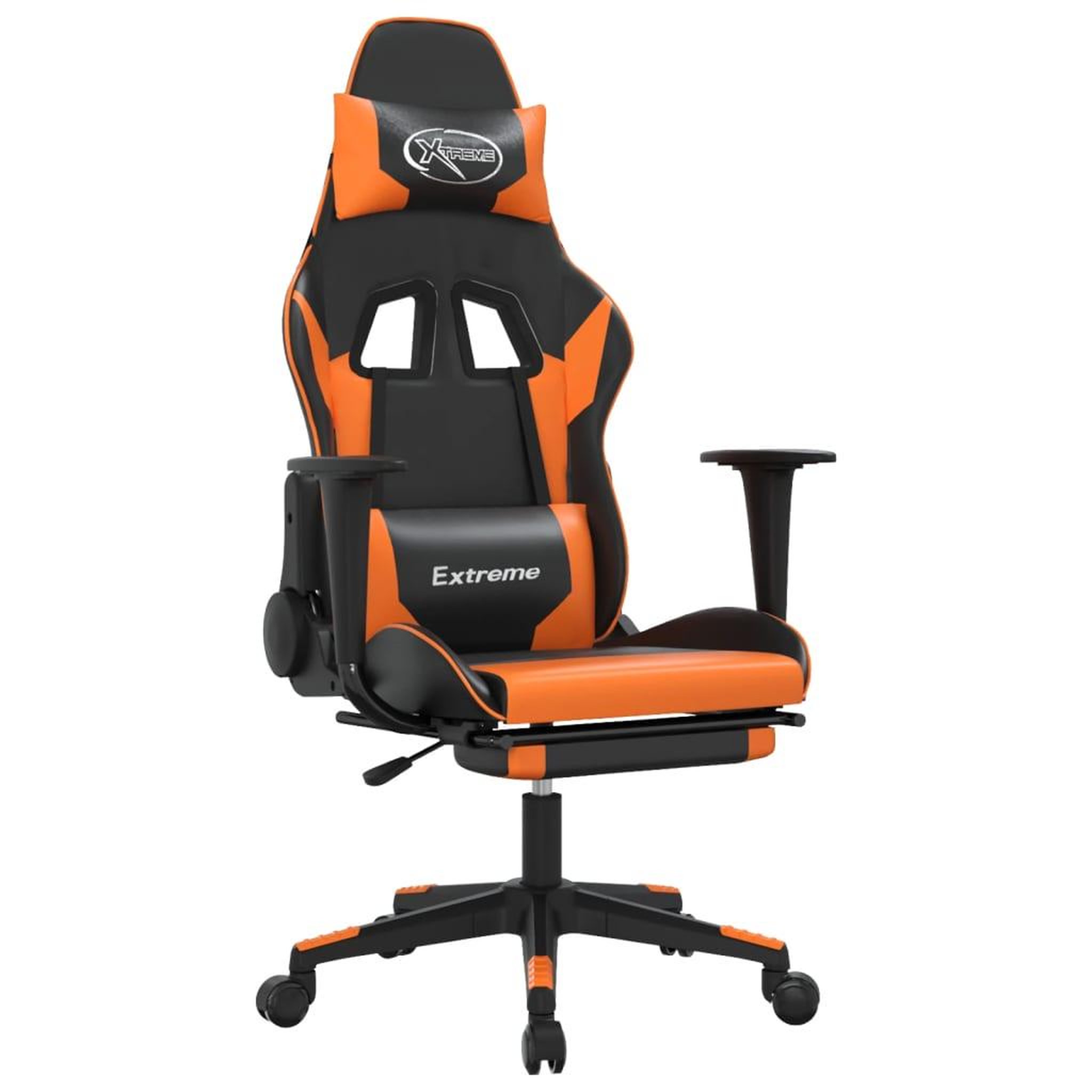 Voir la diapositive 2 : VIDAXL Chaise de jeu avec repose-pied Noir et orange Similicuir