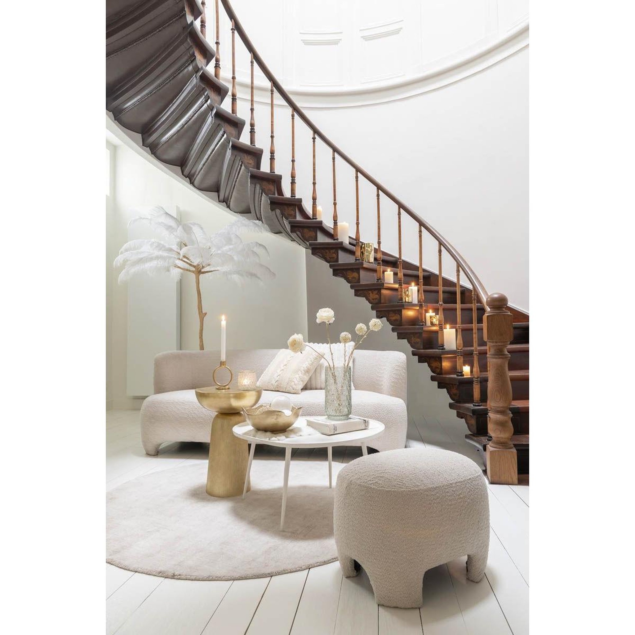 Voir la diapositive 4 : J-LINE Tapis déco rond  fabian  150cm beige