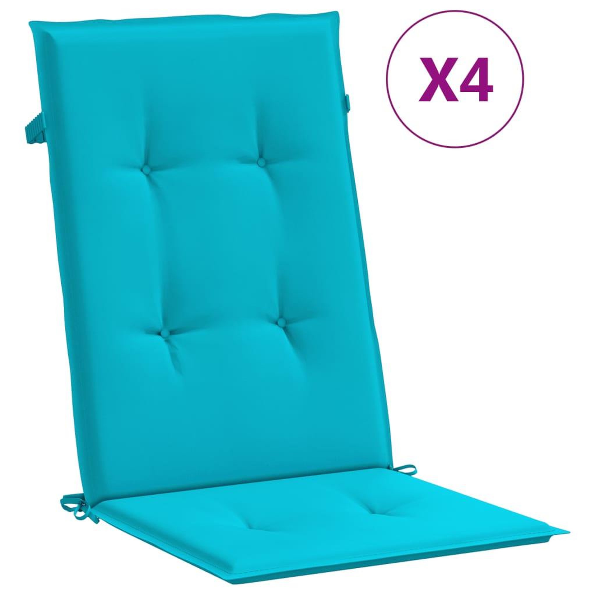 Voir la diapositive 2 : VIDAXL Coussins de chaise a dossier haut lot de 4 turquoise tissu