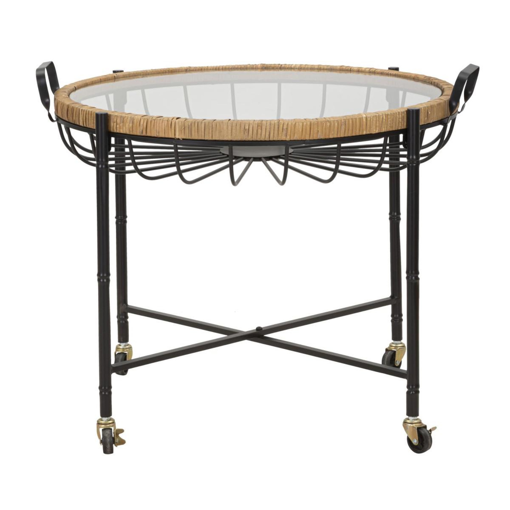 Voir la diapositive 2 : Paris Prix Table basse à roulettes  cebu  70cm noir & naturel