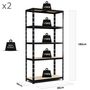 Voir la diapositive 3 : EUROSPEN Lot de 2 Etagères de Rangement modulables et polyvalentes pour atelier, garage, cave...Charges Lourdes 180x90x40cm x2 - Noir