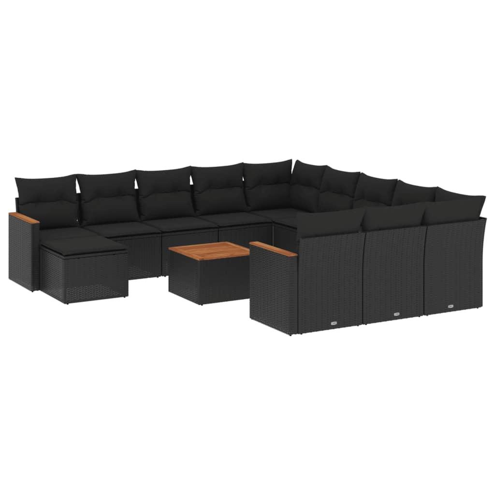 Voir la diapositive 2 : VIDAXL Salon de jardin avec coussins 13 pcs noir resine tressee