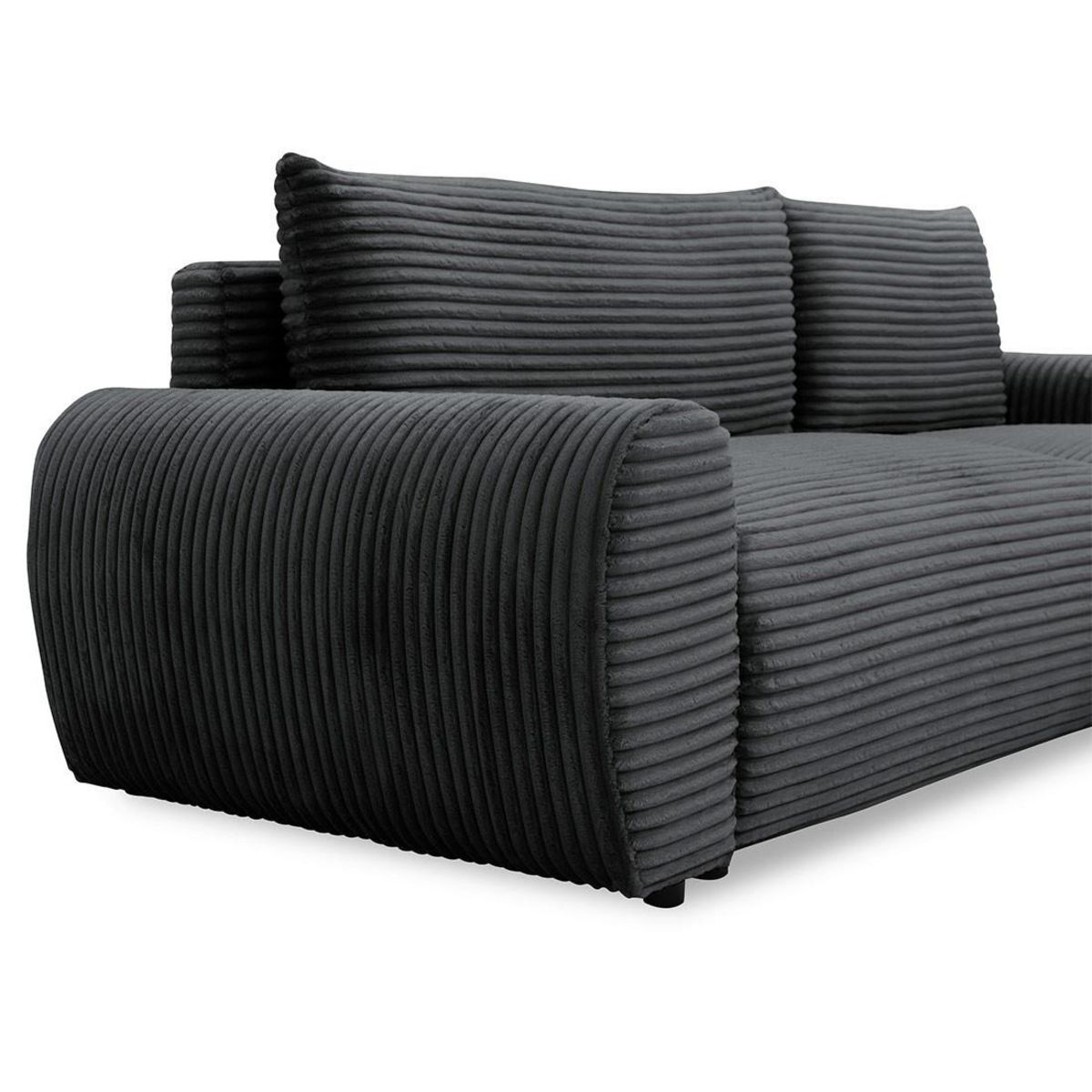 BEST MOBILIER Silvano - canapé d'angle droit 4 places convertible avec coffre en velours côtelé grosses côtes