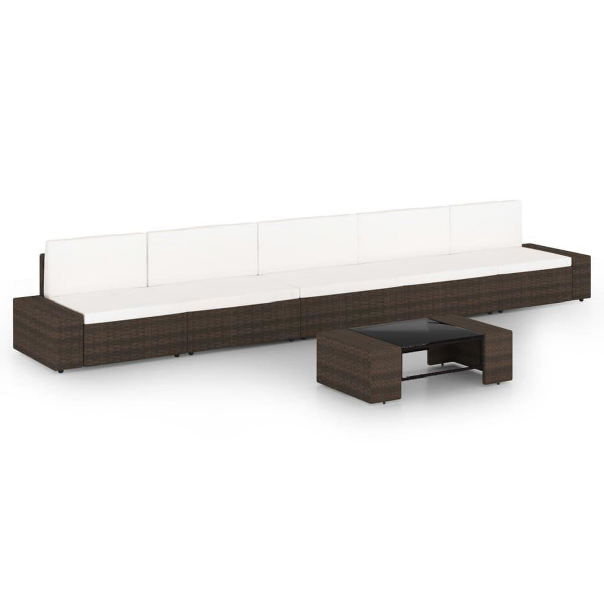 VIDAXL Salon de jardin 6 pcs avec coussins Marron Resine tressee