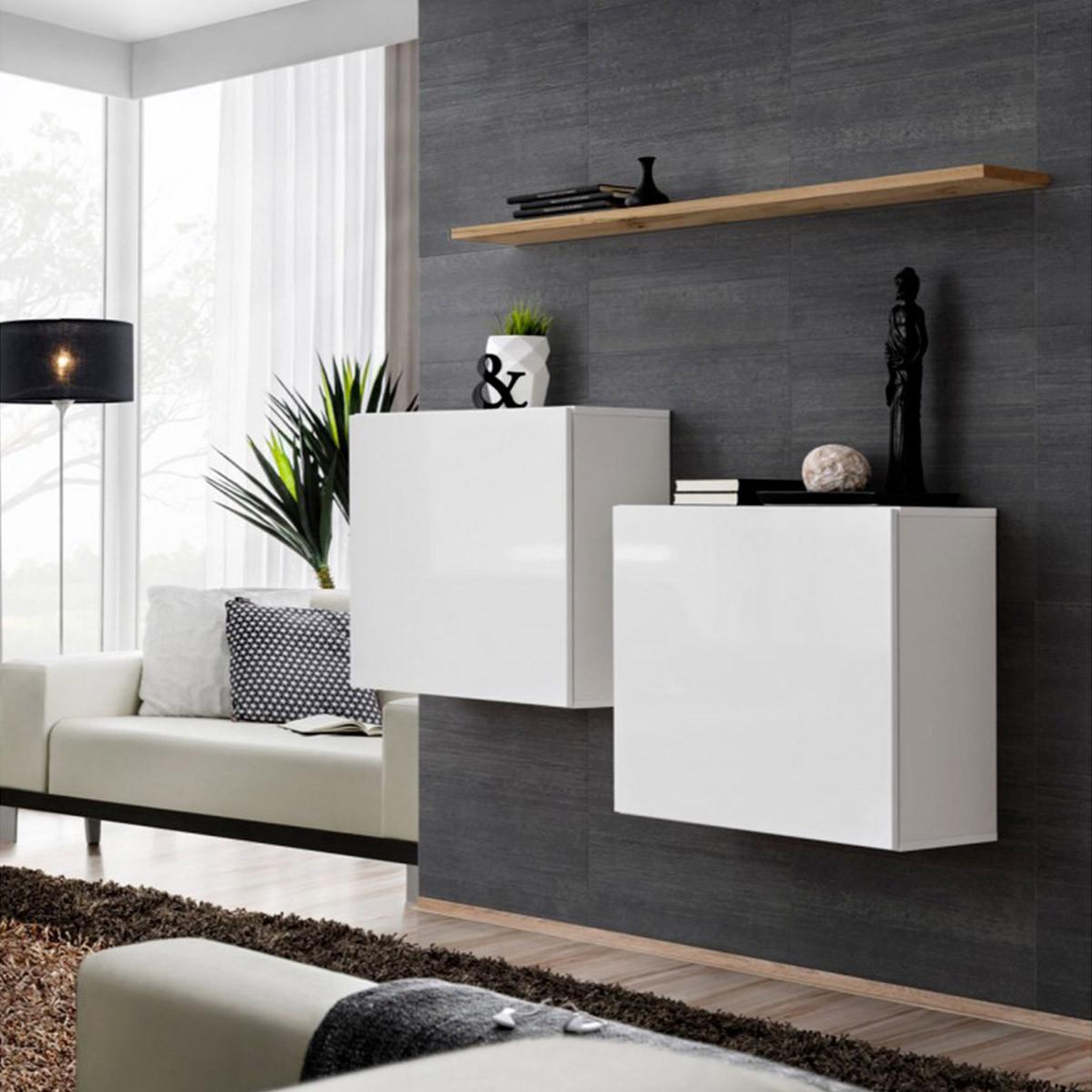 Paris Prix Lot de 2 blocs & étagère  switch sbi  130cm blanc & naturel