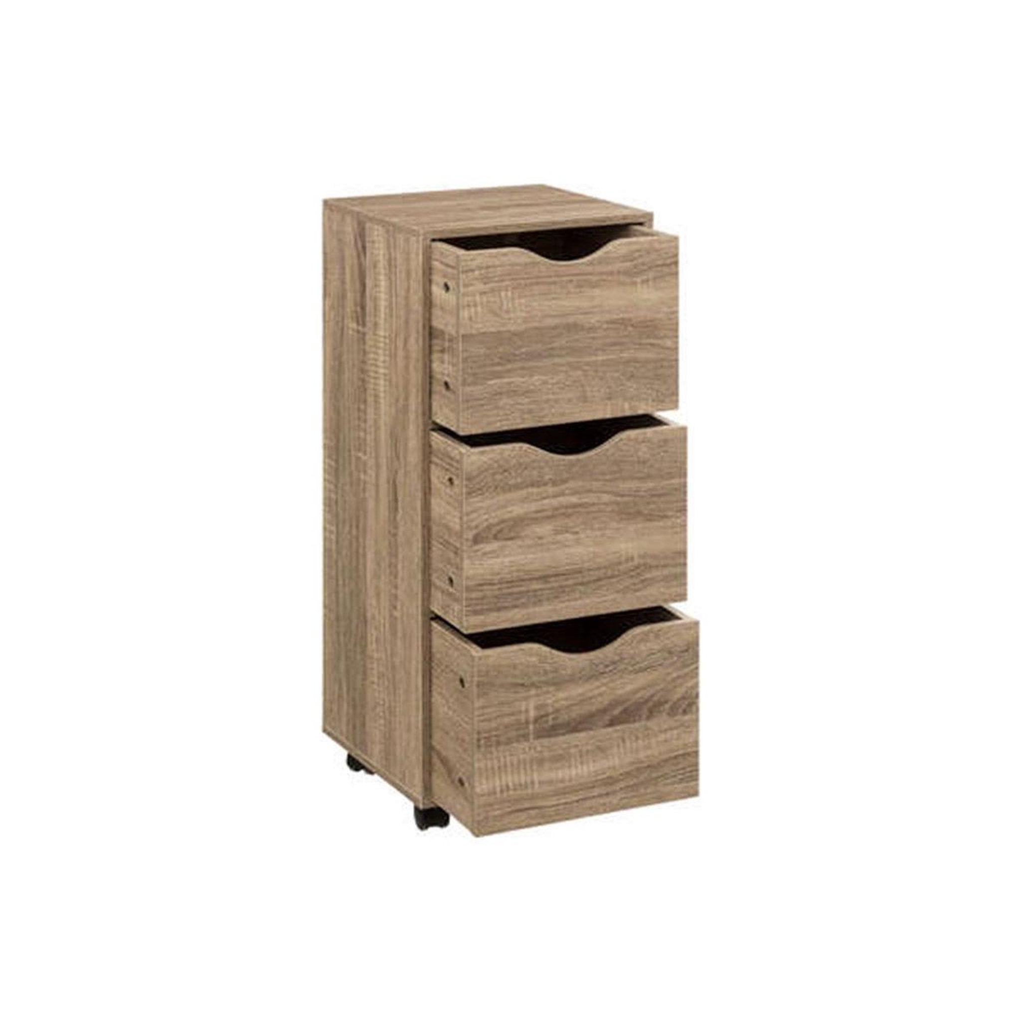 Voir la diapositive 3 : FIVE Tour de Rangement  3 Tiroirs  80cm Naturel