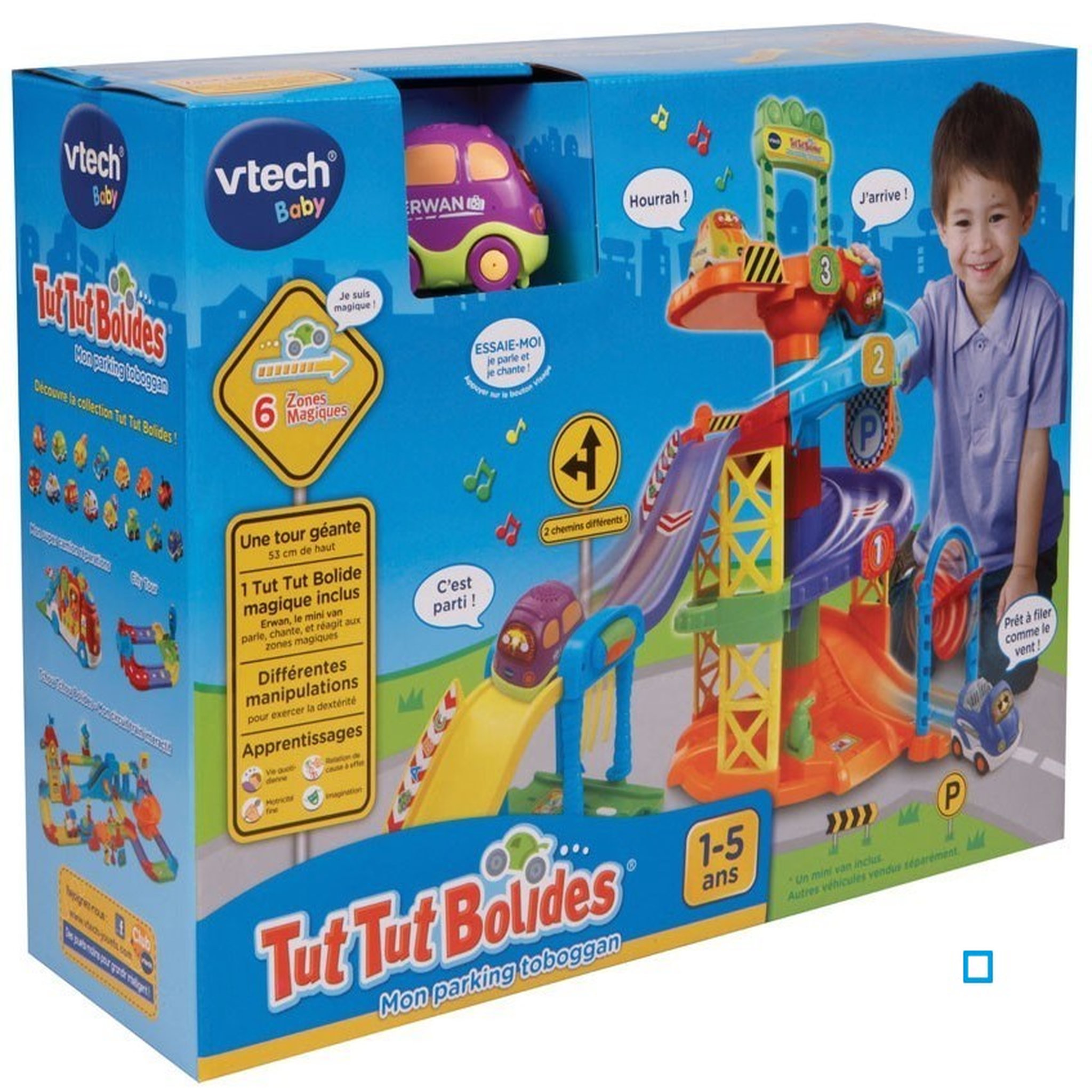 Voir la diapositive 3 : VTECH Circuit mon parking toboggan + Erwan le mini van - Tut Tut Bolides