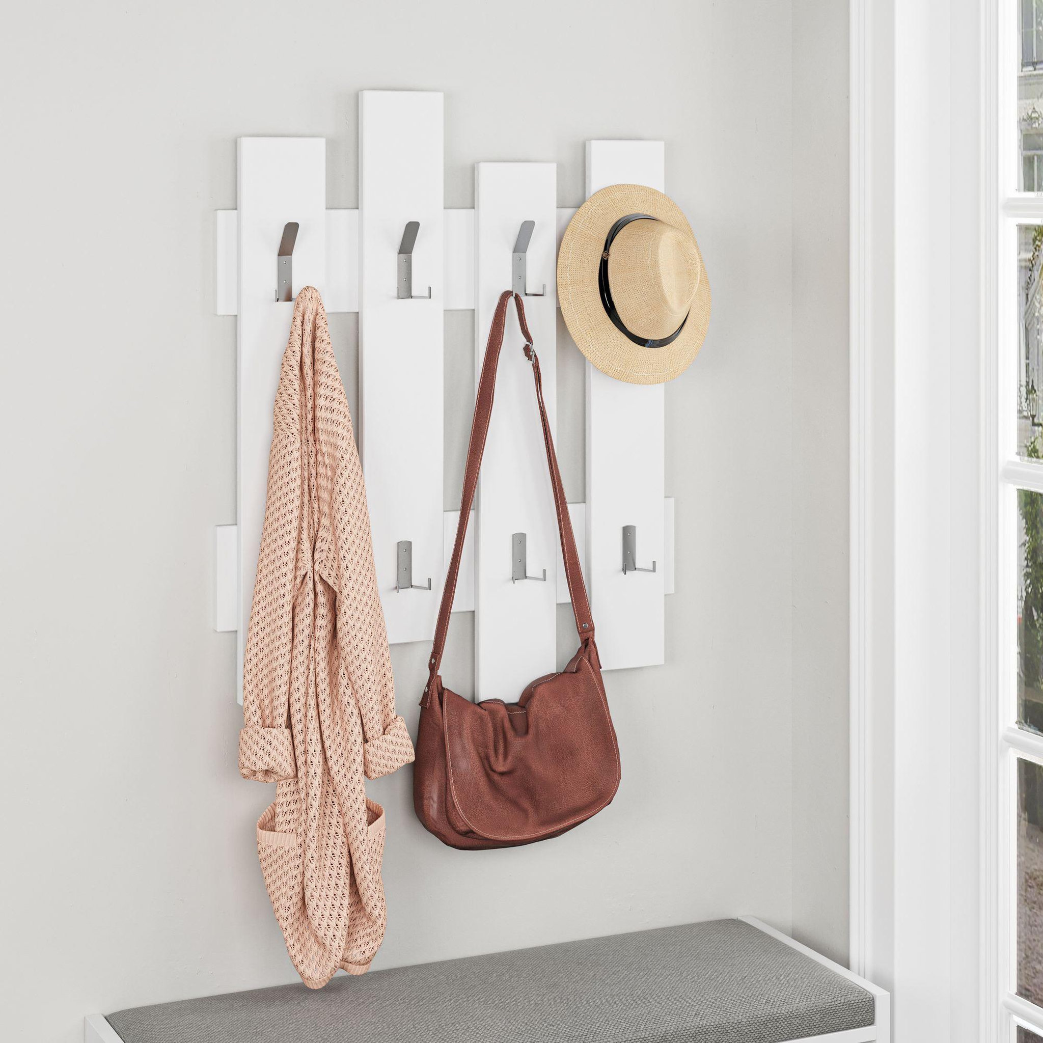 Voir la diapositive 2 : Habitat et Jardin Porte manteau mural en bois  wave  - 64 x 4 x 79 cm - blanc