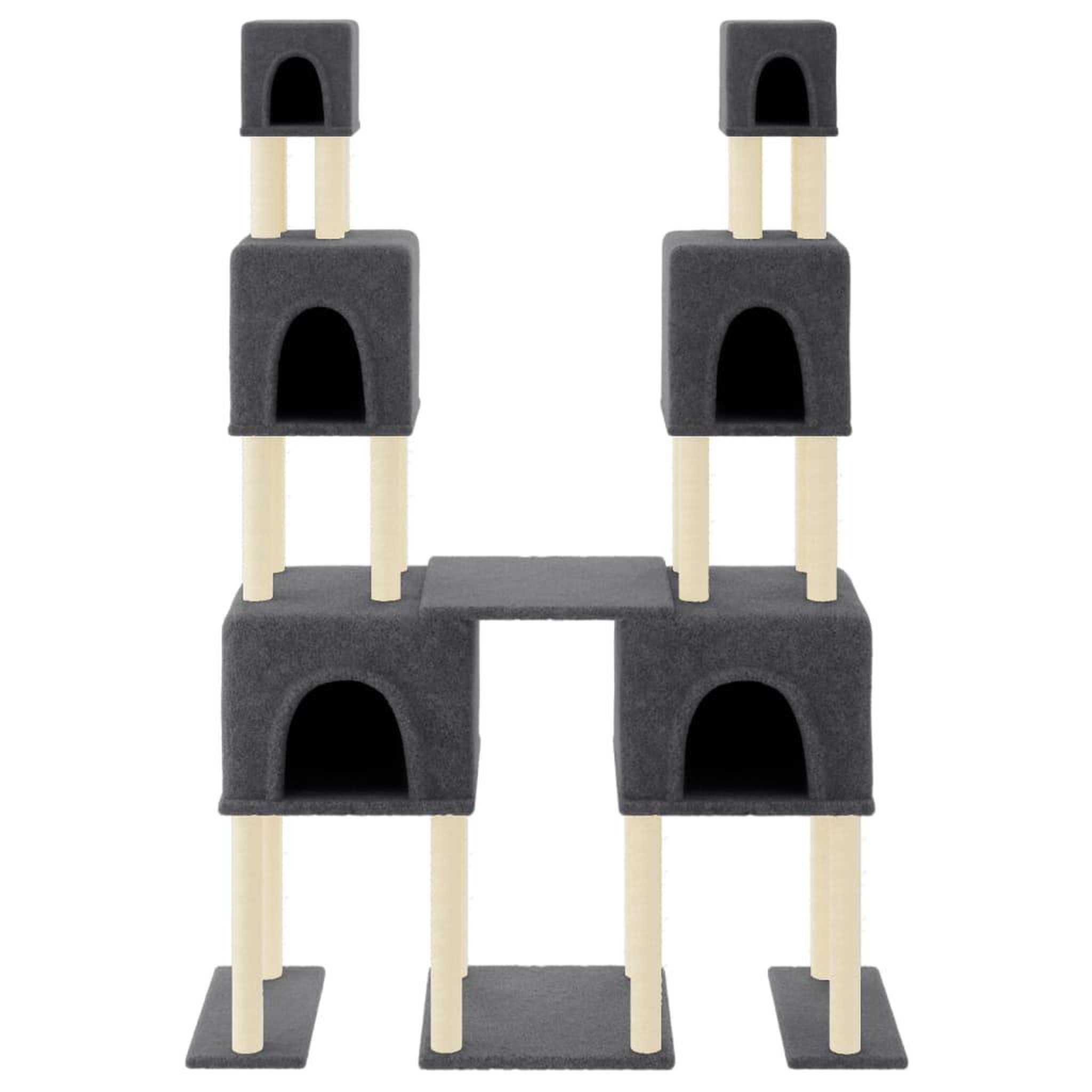 Voir la diapositive 3 : VIDAXL Arbre a chat avec griffoirs en sisal Gris fonce 199 cm