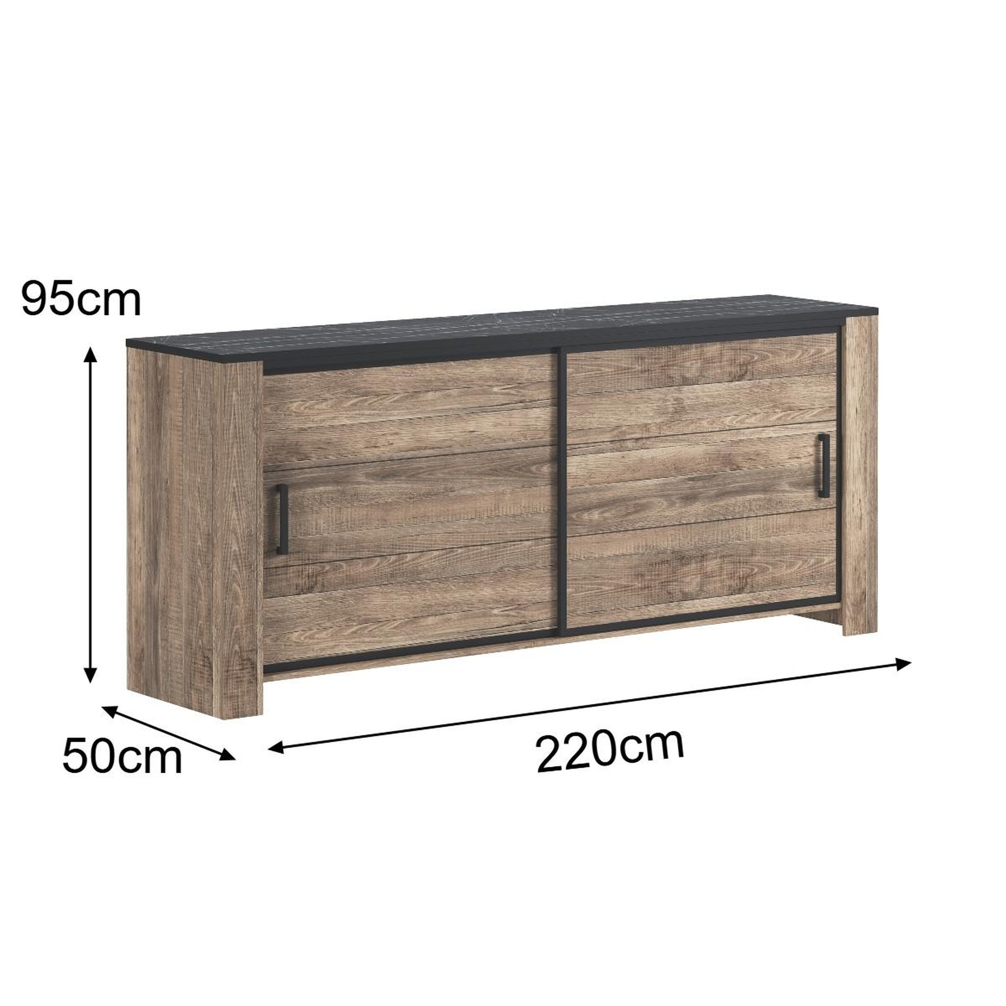 Voir la diapositive 6 : JLC KREATION Buffet bas moderne en bois avec portes coulissantes OLIVE